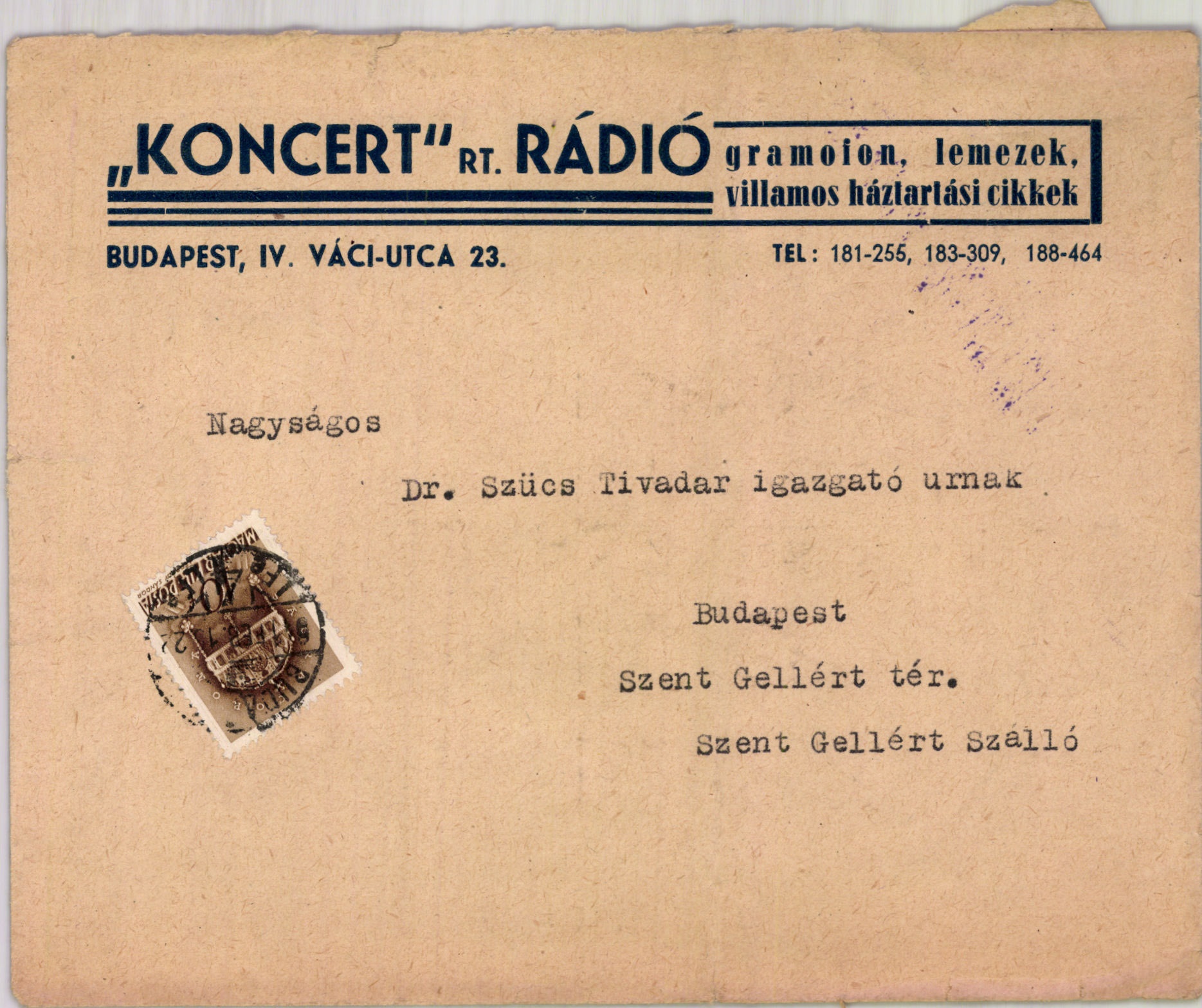 "Koncert" Rt. Rádió, gramofon, lemezek, villamos háztartási cikkek (Magyar Kereskedelmi és Vendéglátóipari Múzeum CC BY-NC-SA)