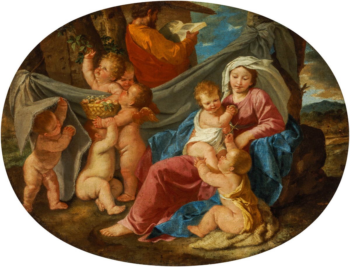 Pihenő Szent Család a gyermek Keresztelő Szent Jánossal és angyalokkal (Szépművészeti Múzeum CC BY-NC-SA)