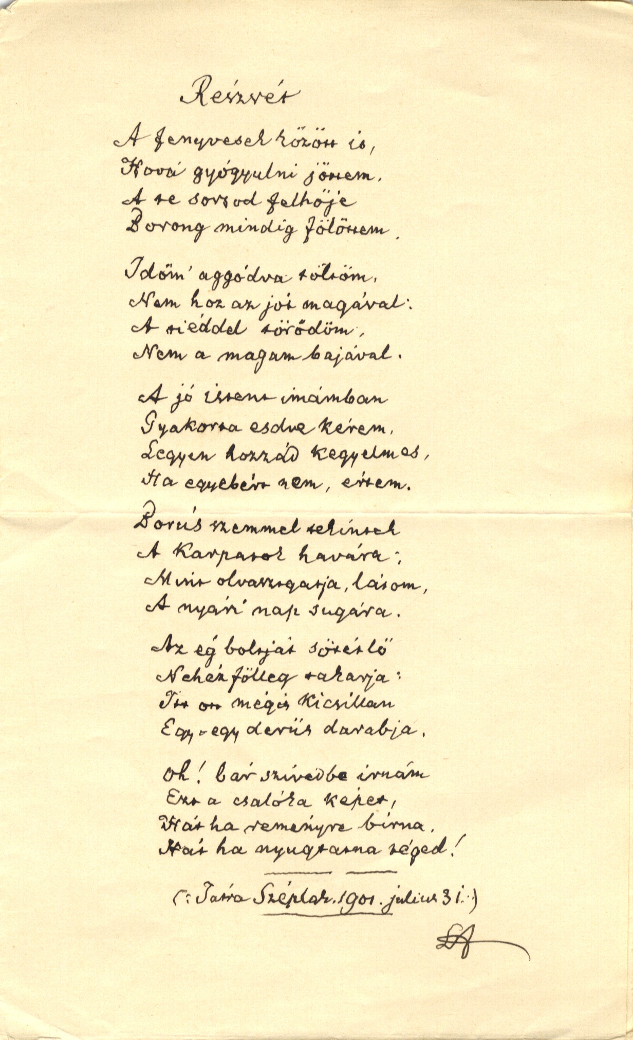 Lévay József: Részvét (vers) (Herman Ottó Múzeum, Miskolc CC BY-NC-SA)