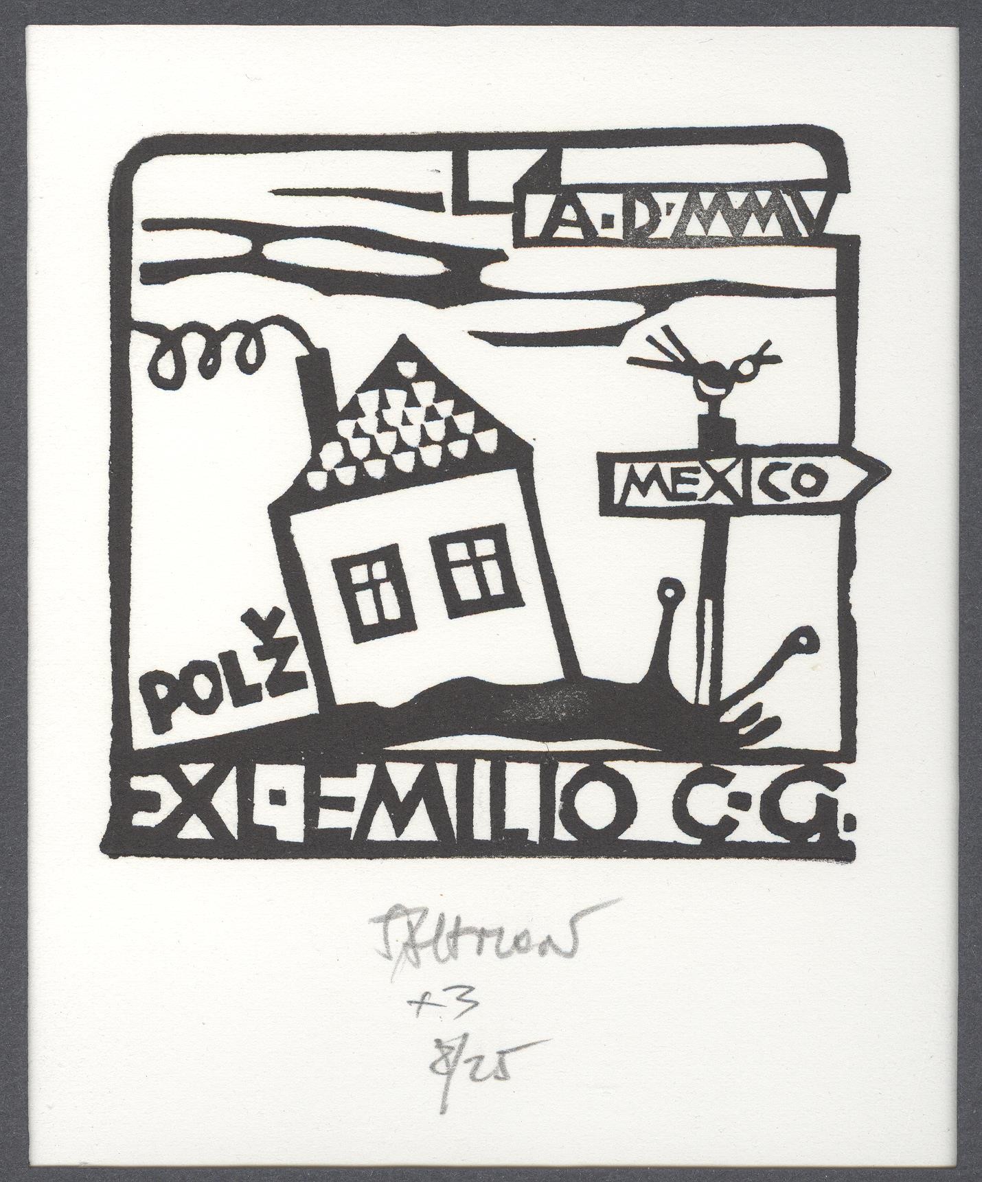 Ex-libris       A.D. MMV Mexico Polž-Mexico Emilio C-G (Holló László Galéria, Putnok CC BY-NC-SA)
