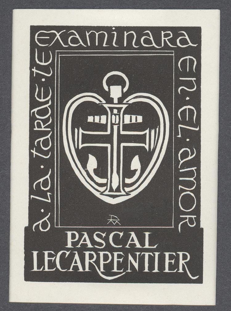 Ex-libris      A. La Tarde Te Examinara En Elamor   Pascal Le Carpentier (Holló László Galéria, Putnok CC BY-NC-SA)