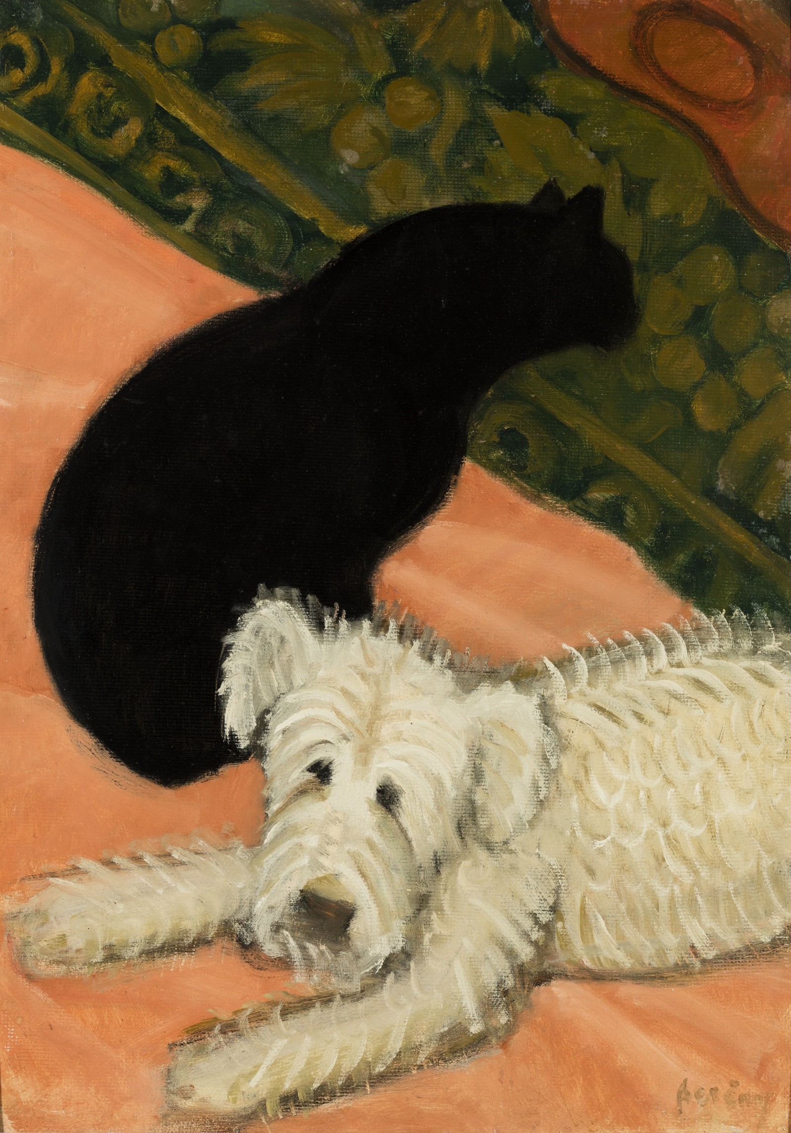 Berény Róbert: Fehér kutya és fekete macska (Herman Ottó Múzeum CC BY-NC-SA)