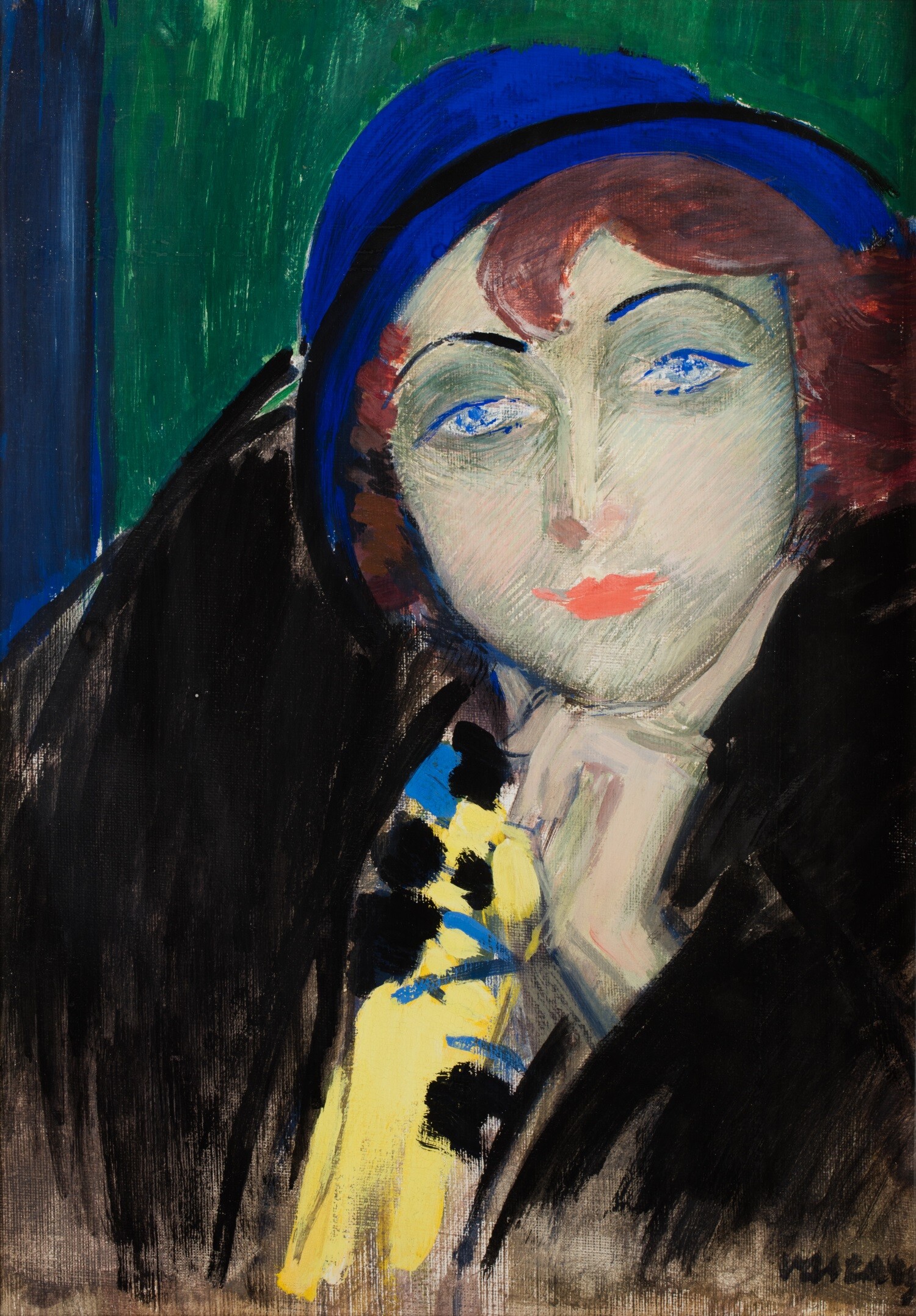 Vaszary János: Sárga blúzos nő kék kalapban (Herman Ottó Múzeum CC BY-NC-SA)