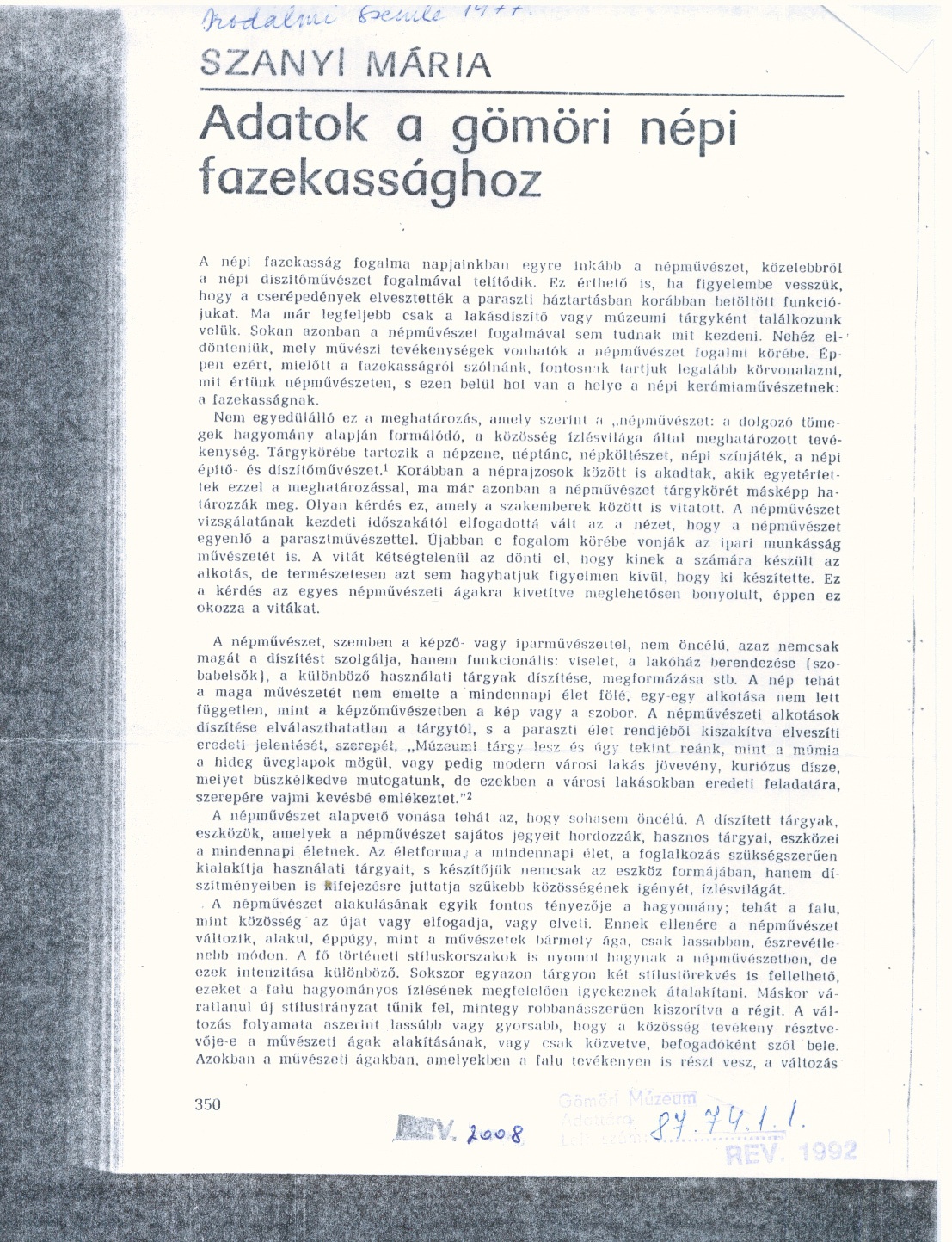 Irodalmi Szemle  1977. 350-355 (Gömöri Múzeum, Putnok CC BY-NC-SA)