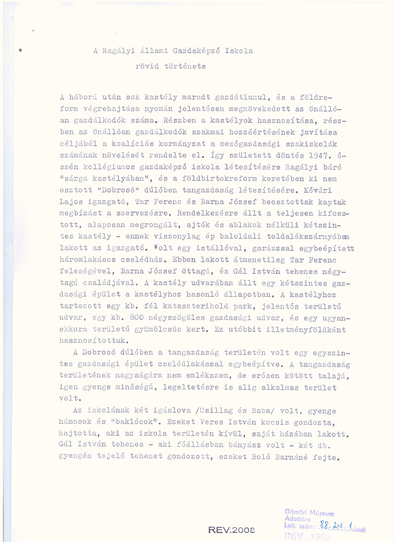 Barna József: Kézirat 1988 (Gömöri Múzeum, Putnok CC BY-NC-SA)