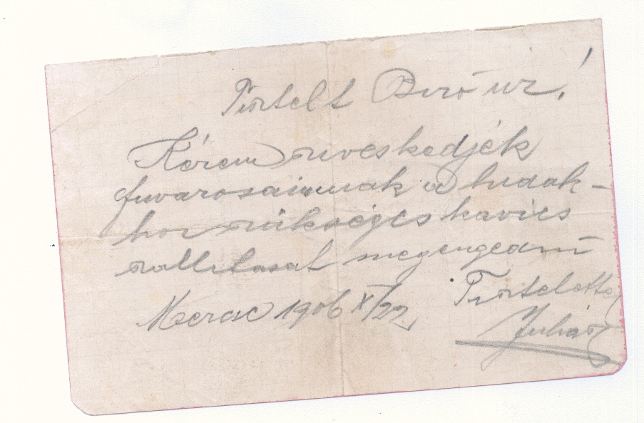 Kézírásos levél   1906 (Gömöri Múzeum, Putnok CC BY-NC-SA)