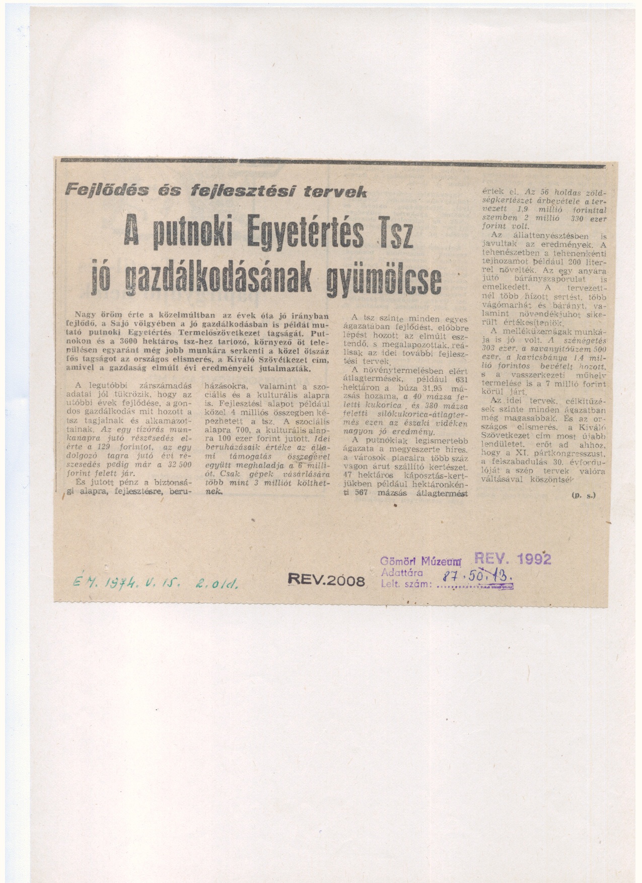Lapkivágás  1974. (Gömöri Múzeum, Putnok CC BY-NC-SA)