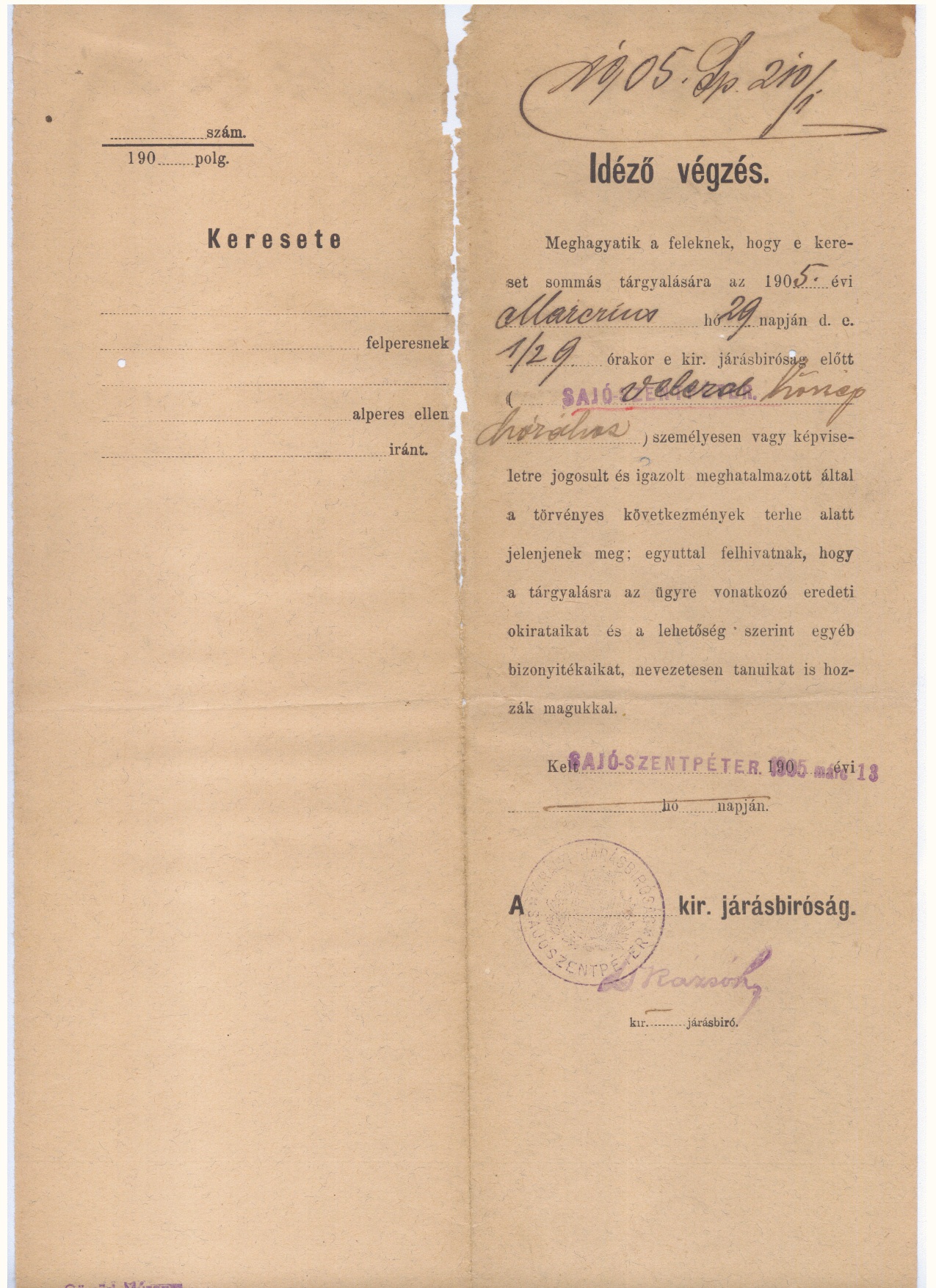 Ügyvédi iratok        1905 (Gömöri Múzeum, Putnok CC BY-NC-SA)