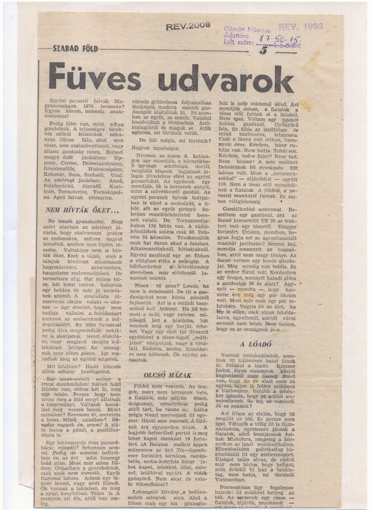 Lapkivágás  1970. (Gömöri Múzeum, Putnok CC BY-NC-SA)