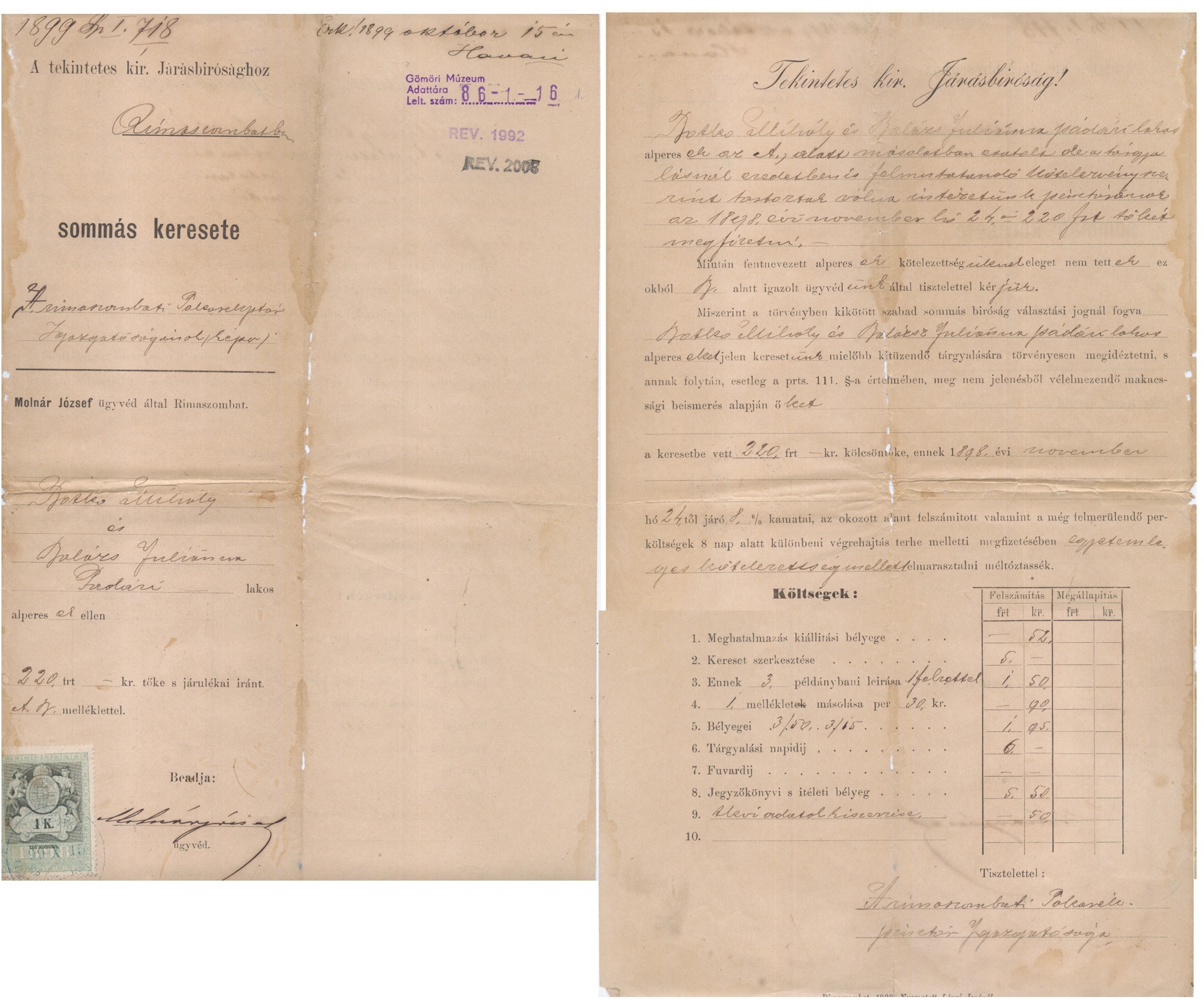 Járásbírósági iratok (Gömöri Múzeum, Putnok CC BY-NC-SA)