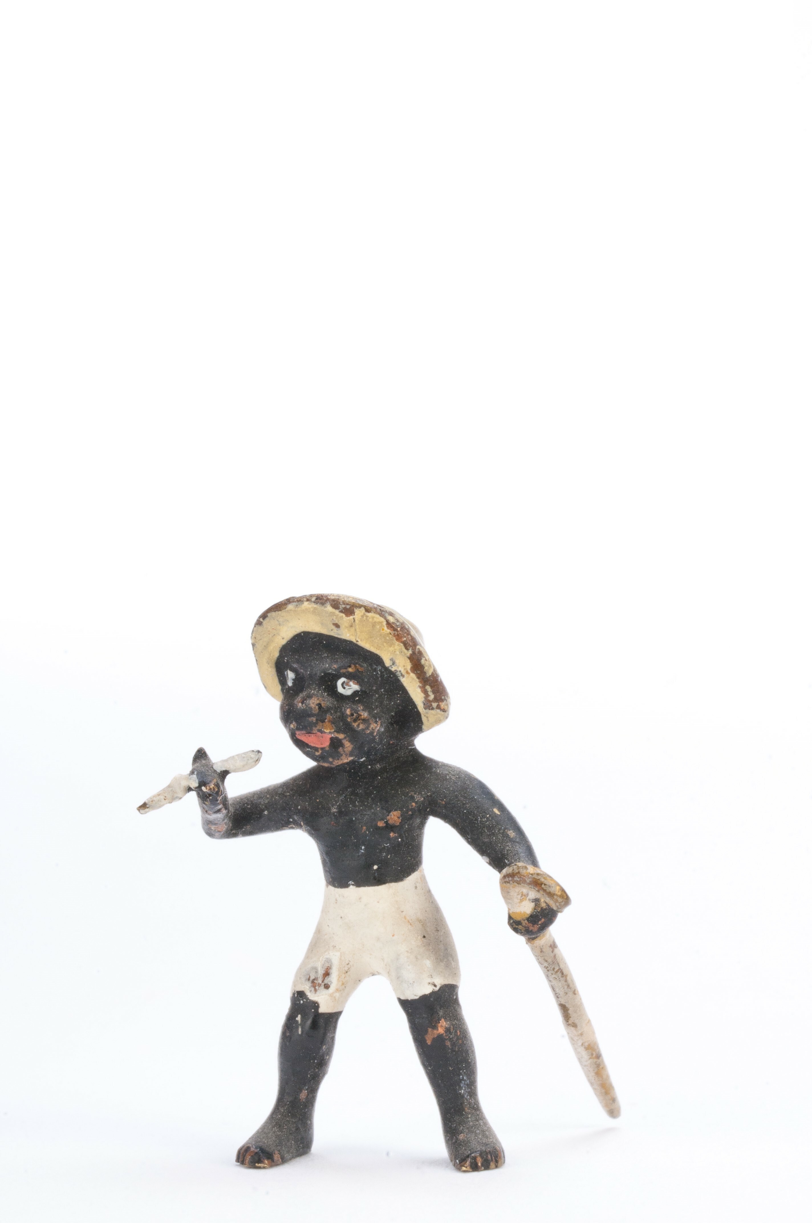 Bronz figura - afrikai férfi kalapban, sétapálcával (Szent István Király Múzeum - Hetedhét Játékmúzeum, Székesfehérvár CC BY-NC-SA)