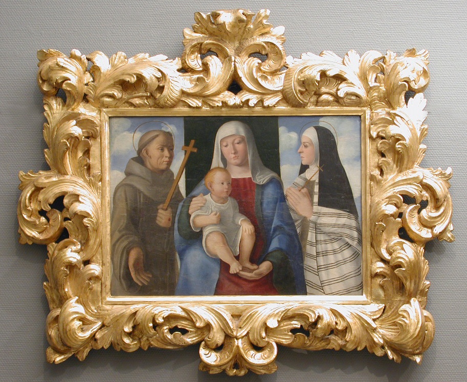 Mária gyermekével Assisi Szt. Ferenccel és Szt. Klárával (Pannonhalma Főapátsági Múzeum CC BY-NC-SA)
