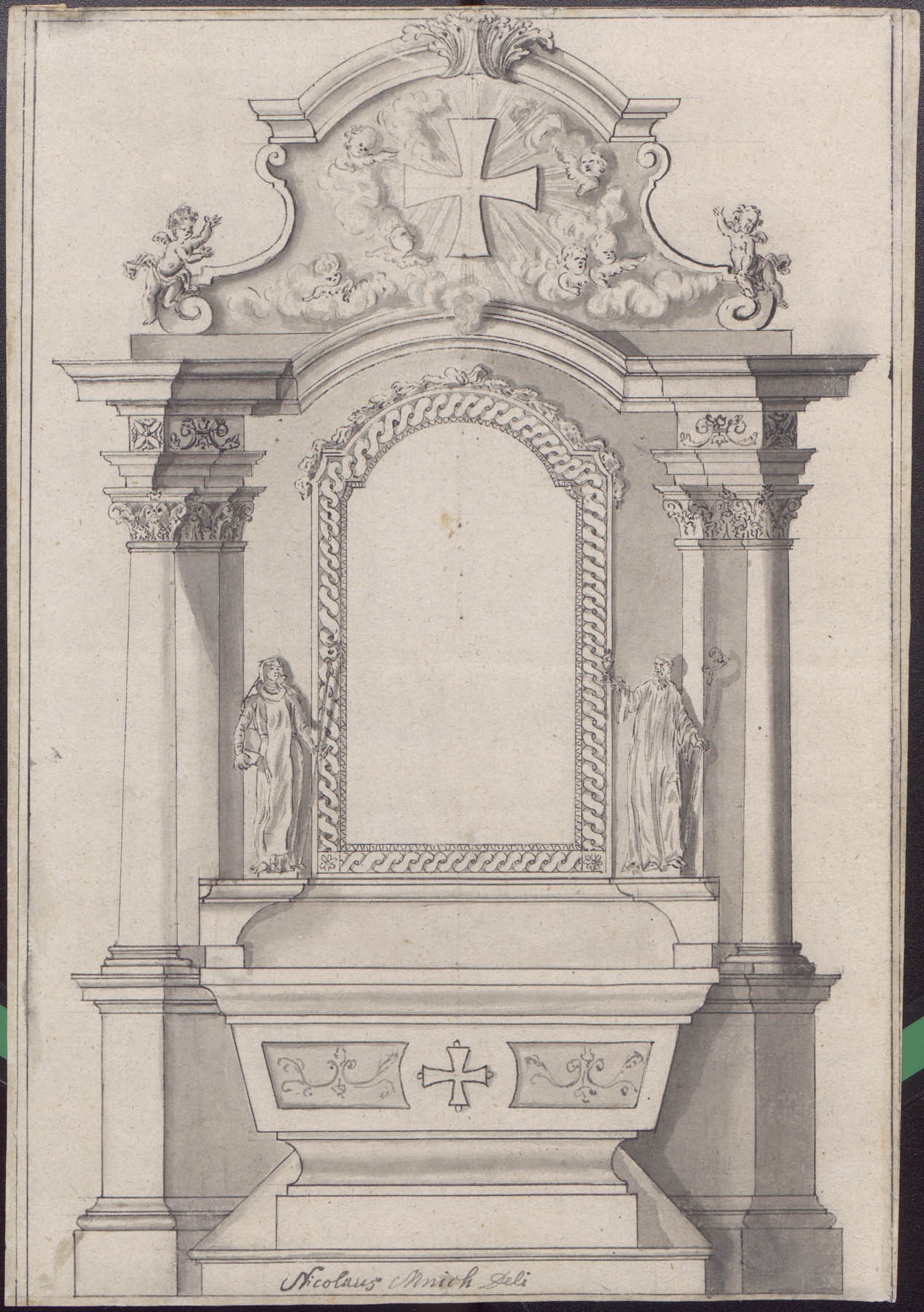 Oltár tervrajza (Pannonhalma Főapátsági Múzeum CC BY-NC-SA)