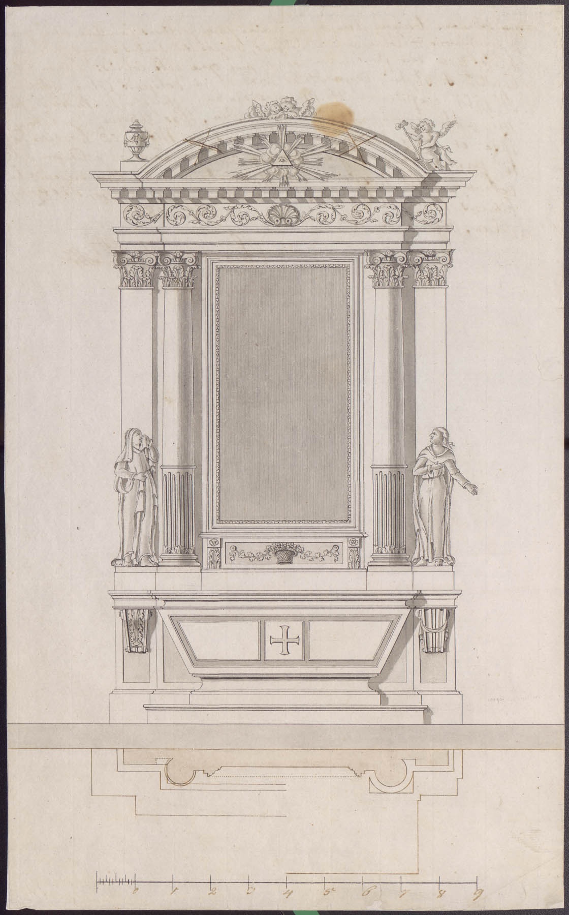 Oltár tervrajza (Pannonhalma Főapátsági Múzeum CC BY-NC-SA)