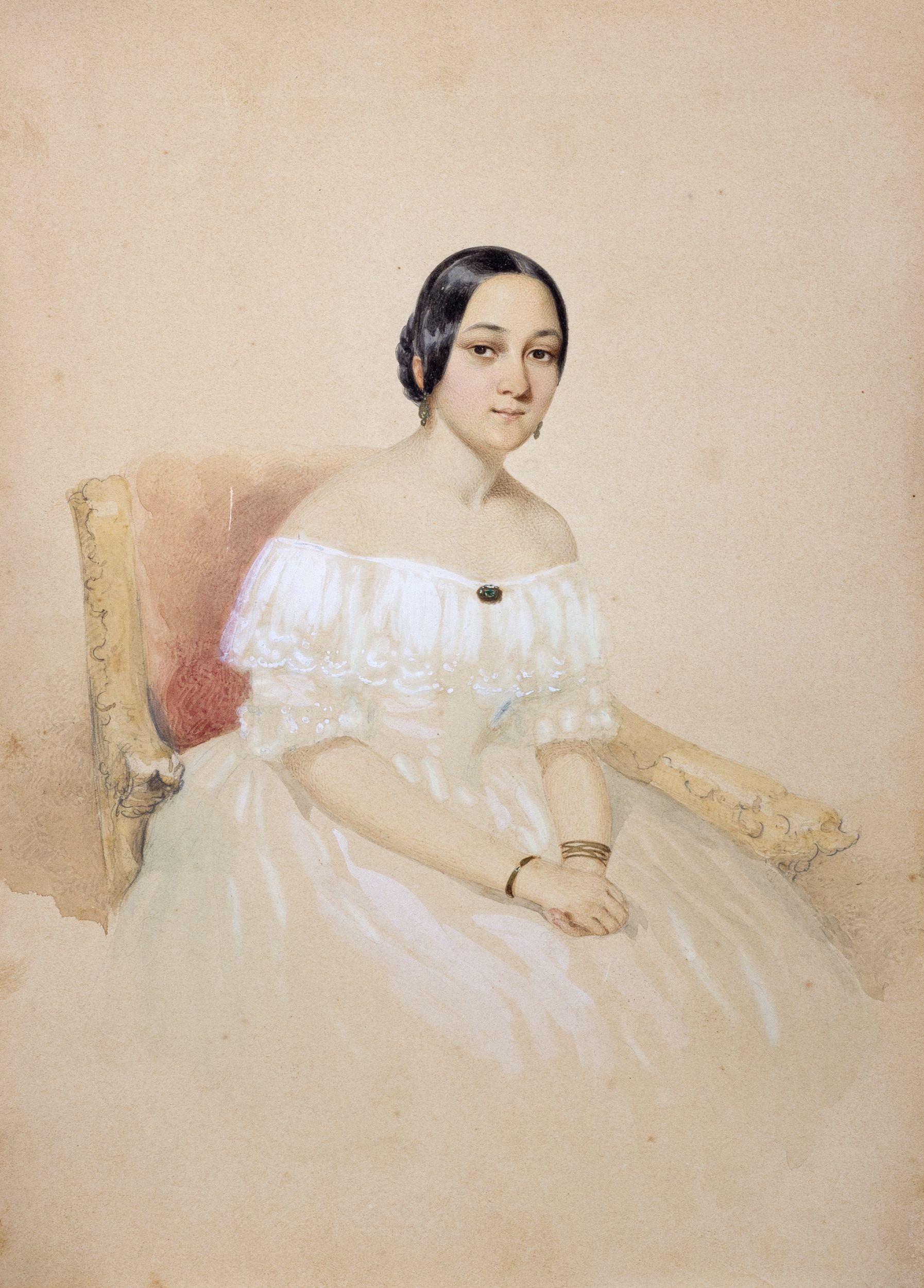 Fehér ruhás nő arcképe (Hansági Múzeum CC BY-NC-SA)