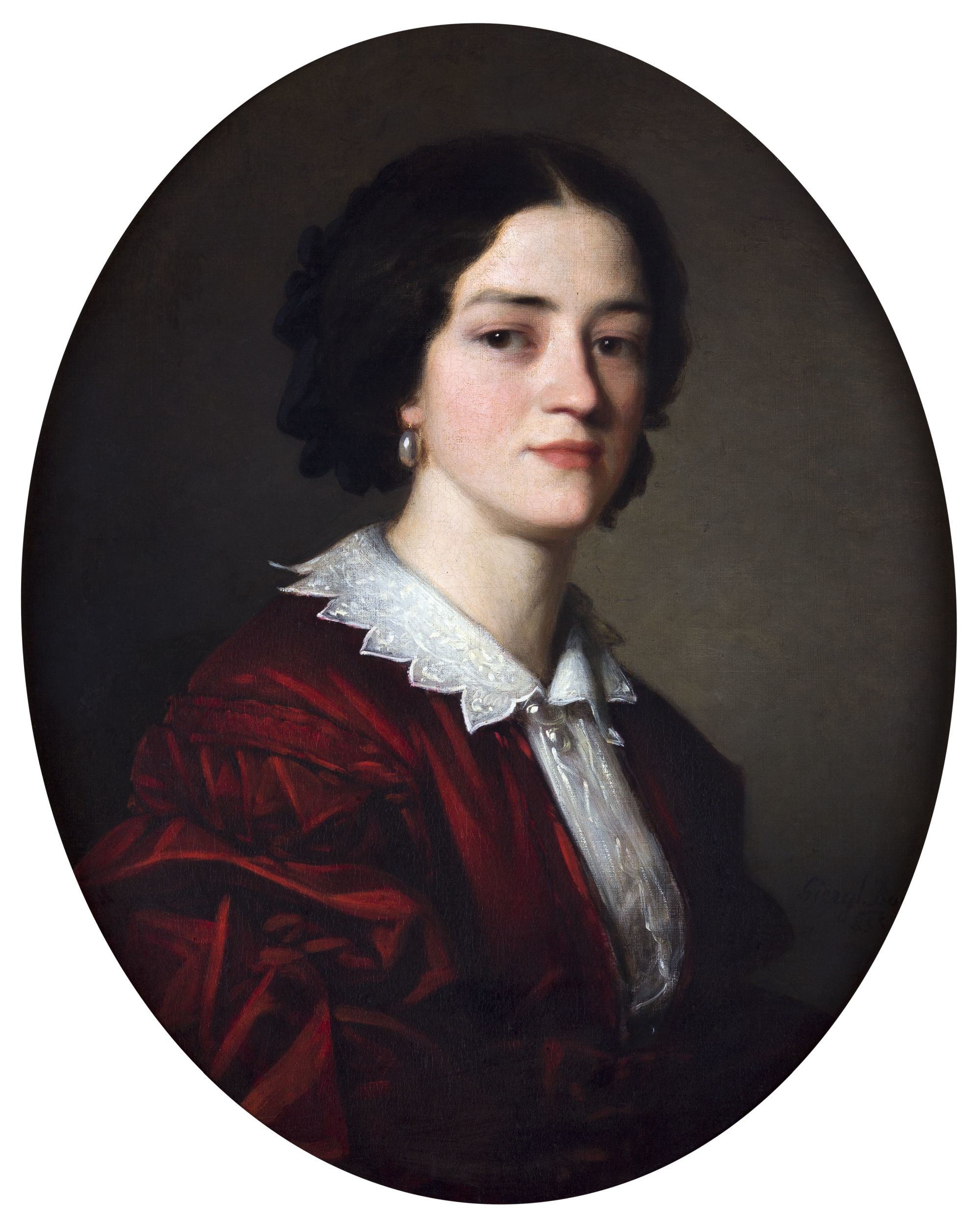 Vörös ruhás fiatal nő arcképe (Hansági Múzeum CC BY-NC-SA)