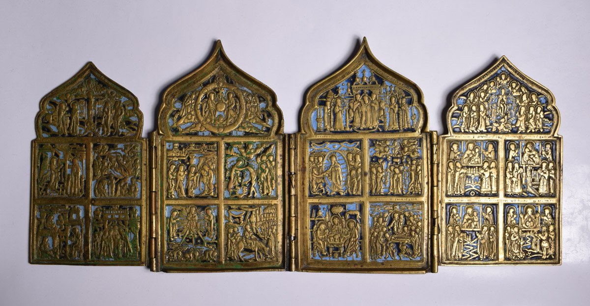 Tetraptychon. A tizenkét ünnep és a négy Istenszülő ikon (Pannonhalmi Főapátsági Múzeum CC BY-NC-SA)