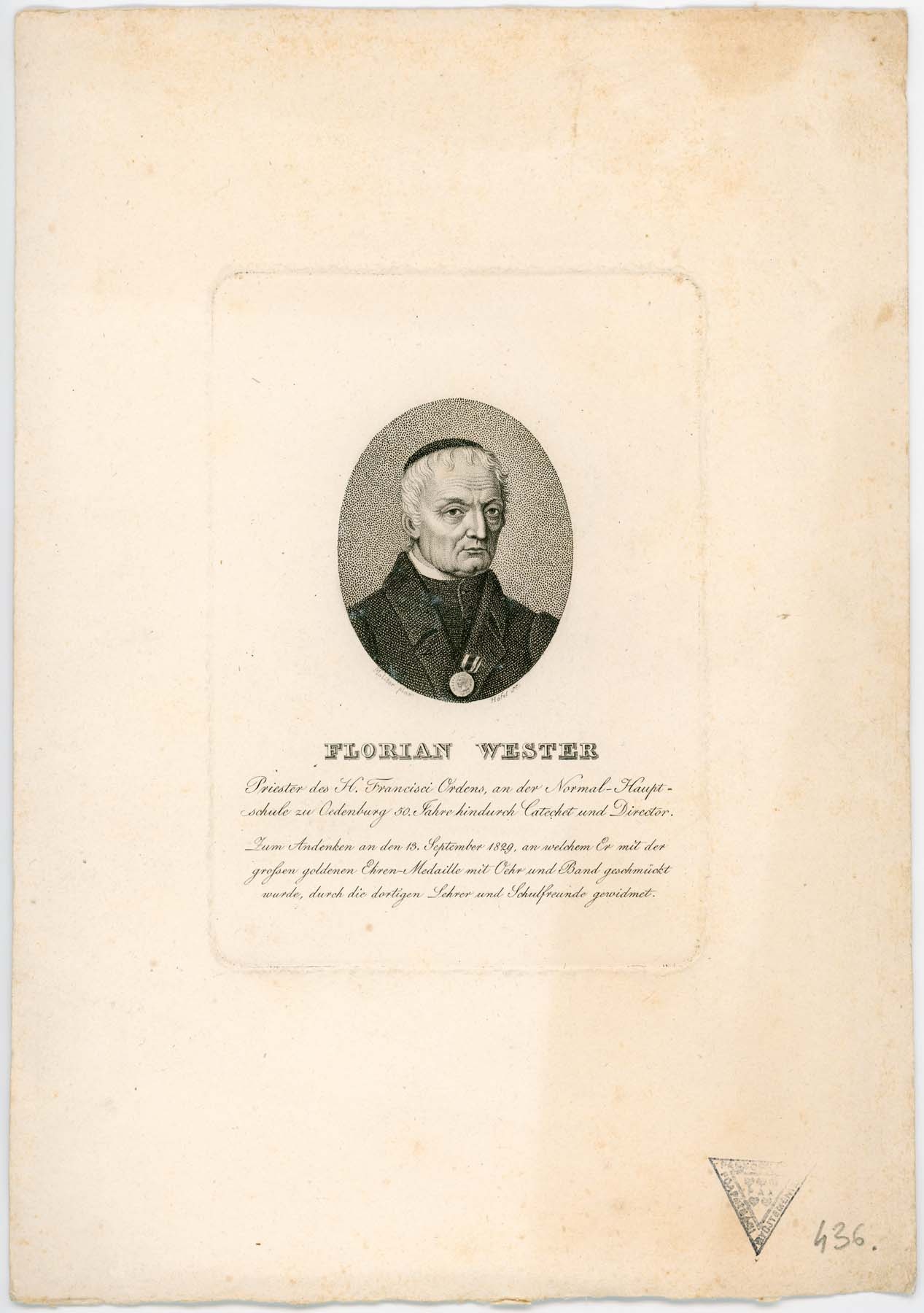 Florian Wester, 1829 (Pannonhalma Főapátsági Múzeum CC BY-NC-SA)