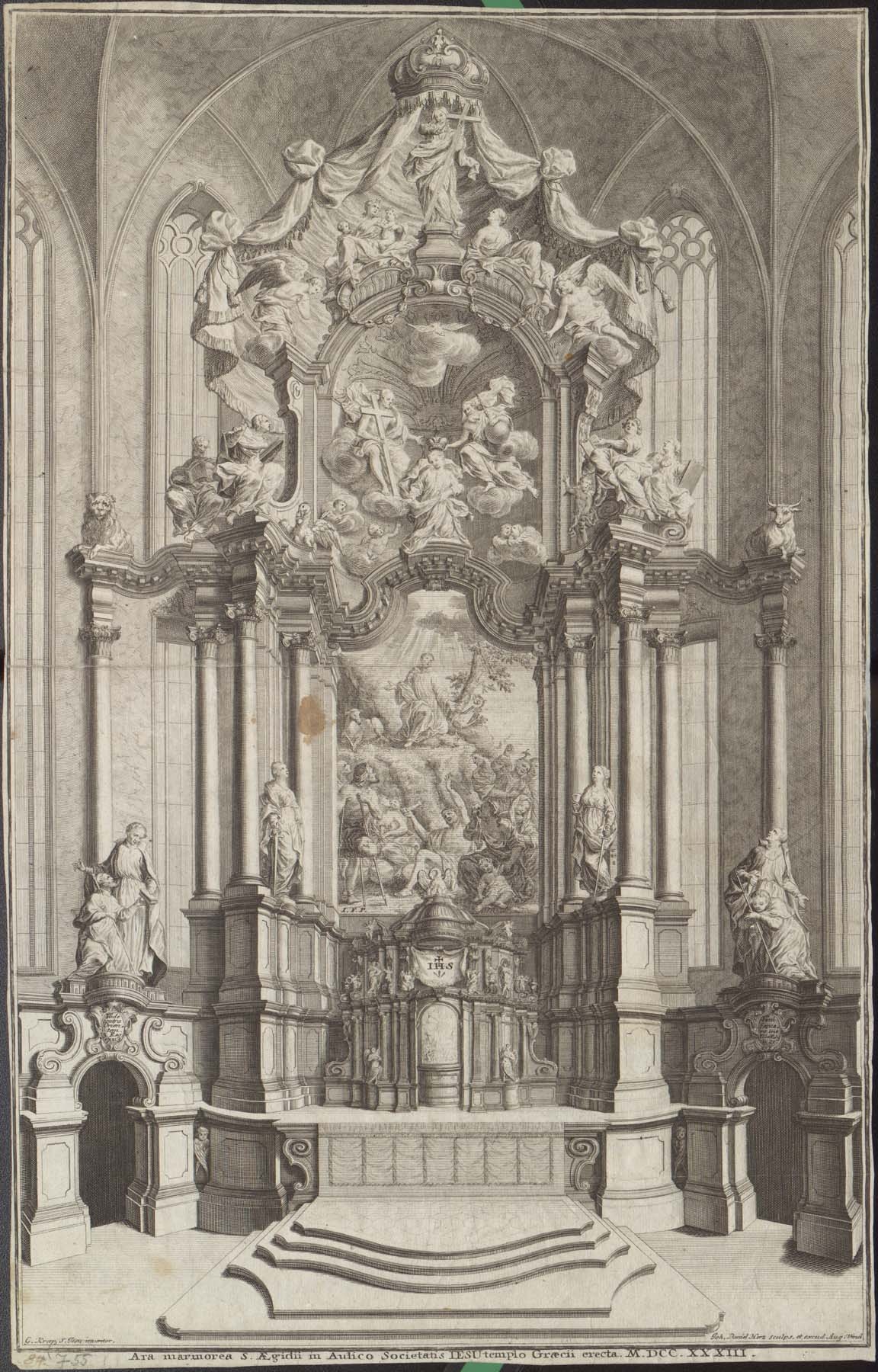 A grazi jezsuita templom Szt.Egyed oltára 1733 (Pannonhalma Főapátsági Múzeum CC BY-NC-SA)