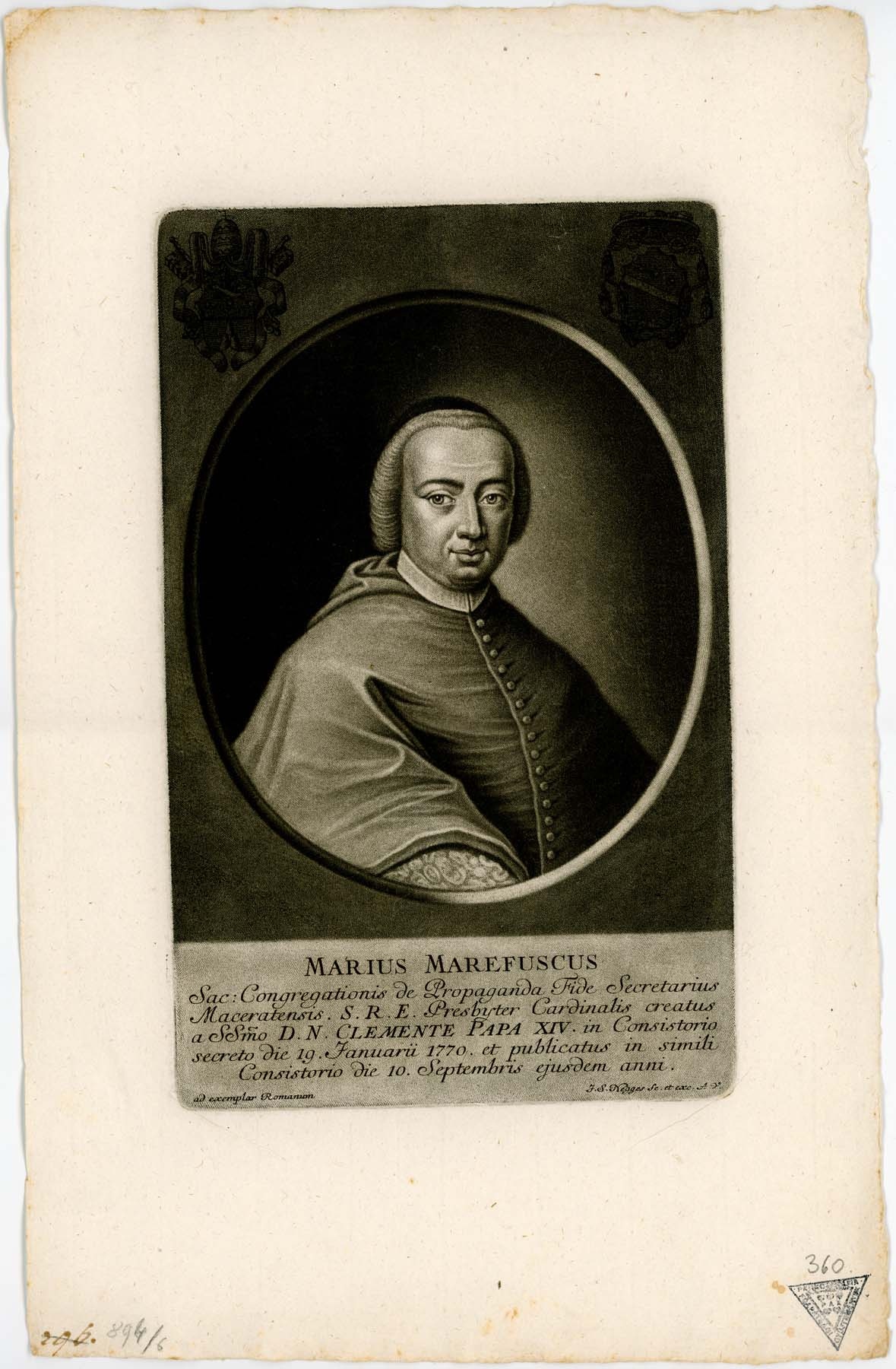 XIV.Kelemen pápa kardinálisai, marius marefuscus kardinális (Pannonhalma Főapátsági Múzeum CC BY-NC-SA)