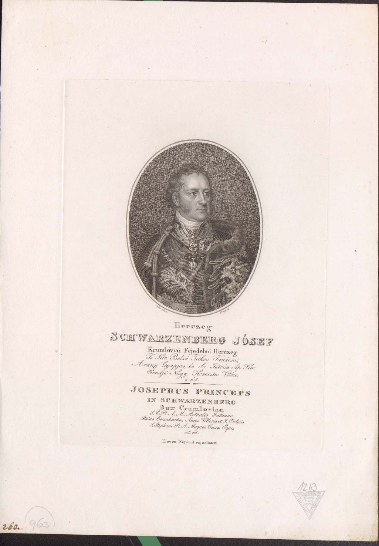 hg. Schwarzenberg József 1769-1833 (Pannonhalma Főapátsági Múzeum CC BY-NC-SA)