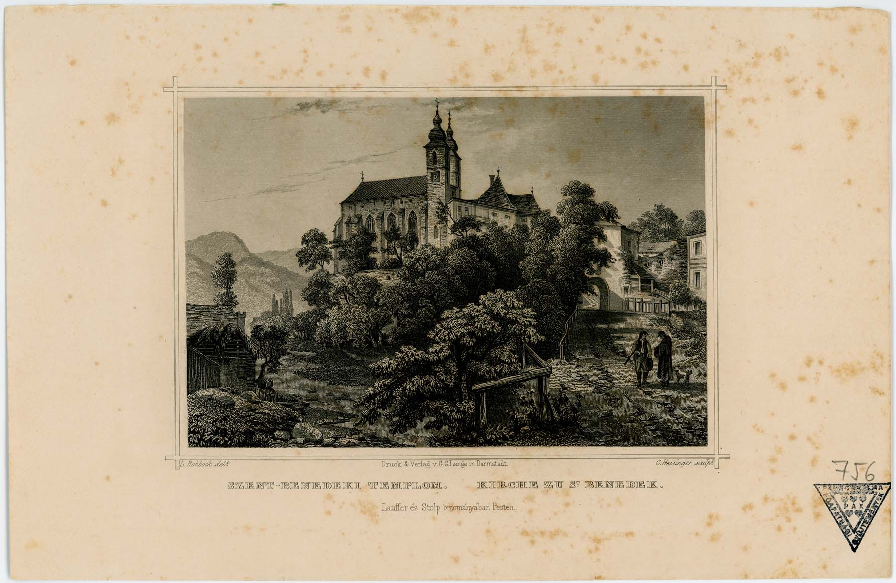 Garamszentbenedek látkép, 1857 (Pannonhalma Főapátsági Múzeum CC BY-NC-SA)