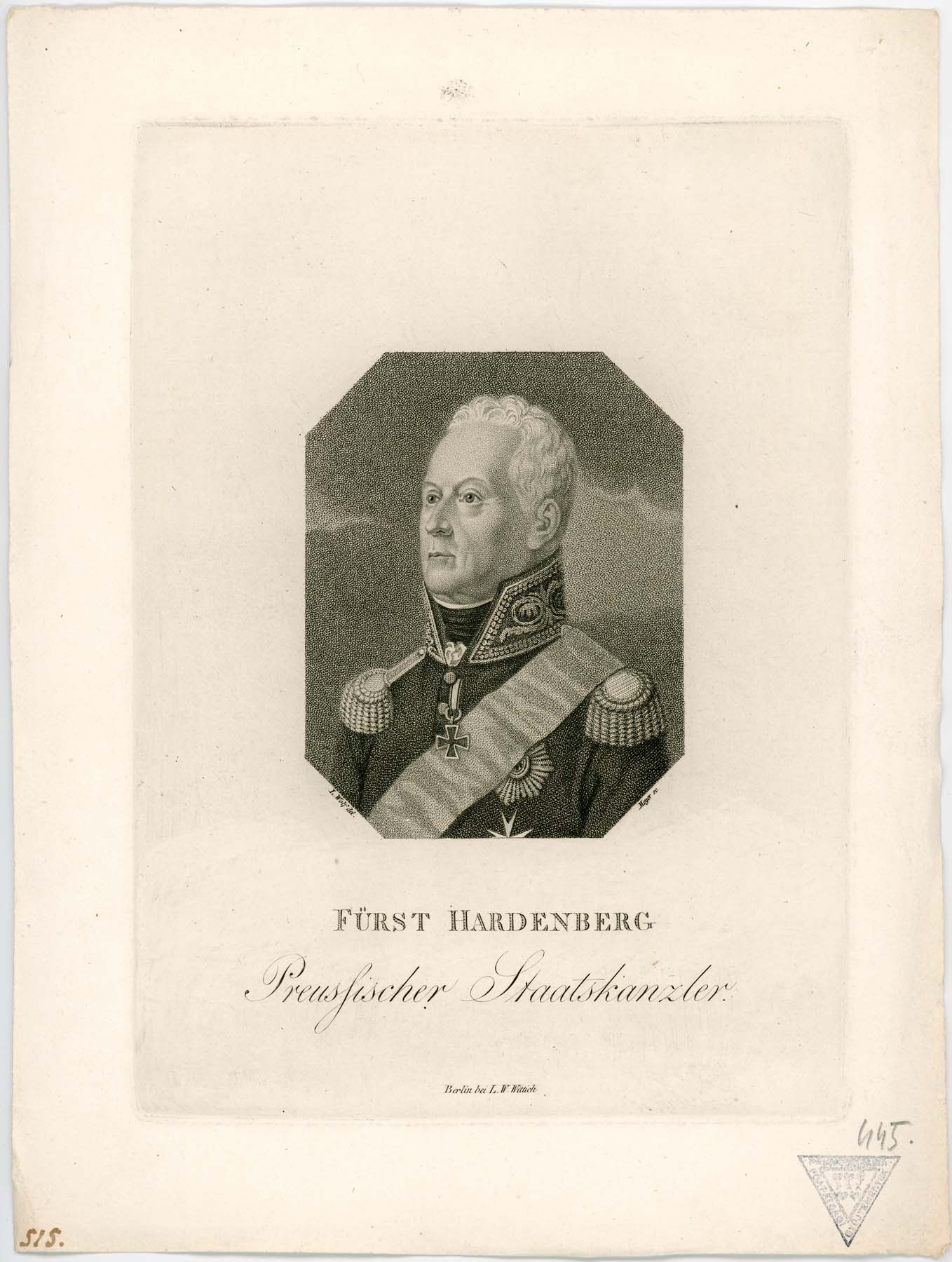 Fürst Hardenberg hg. porosz kancellár portréja (Pannonhalma Főapátsági Múzeum CC BY-NC-SA)