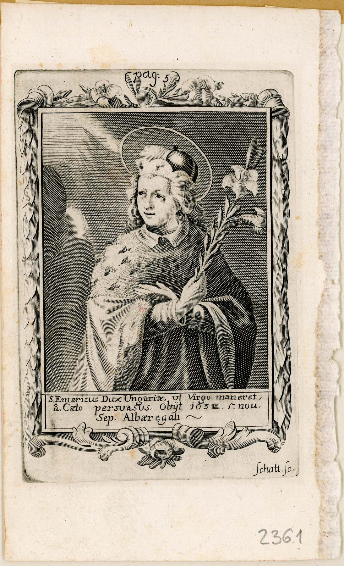 Szt. Imre herceg, 1692 (Pannonhalma Főapátsági Múzeum CC BY-NC-SA)