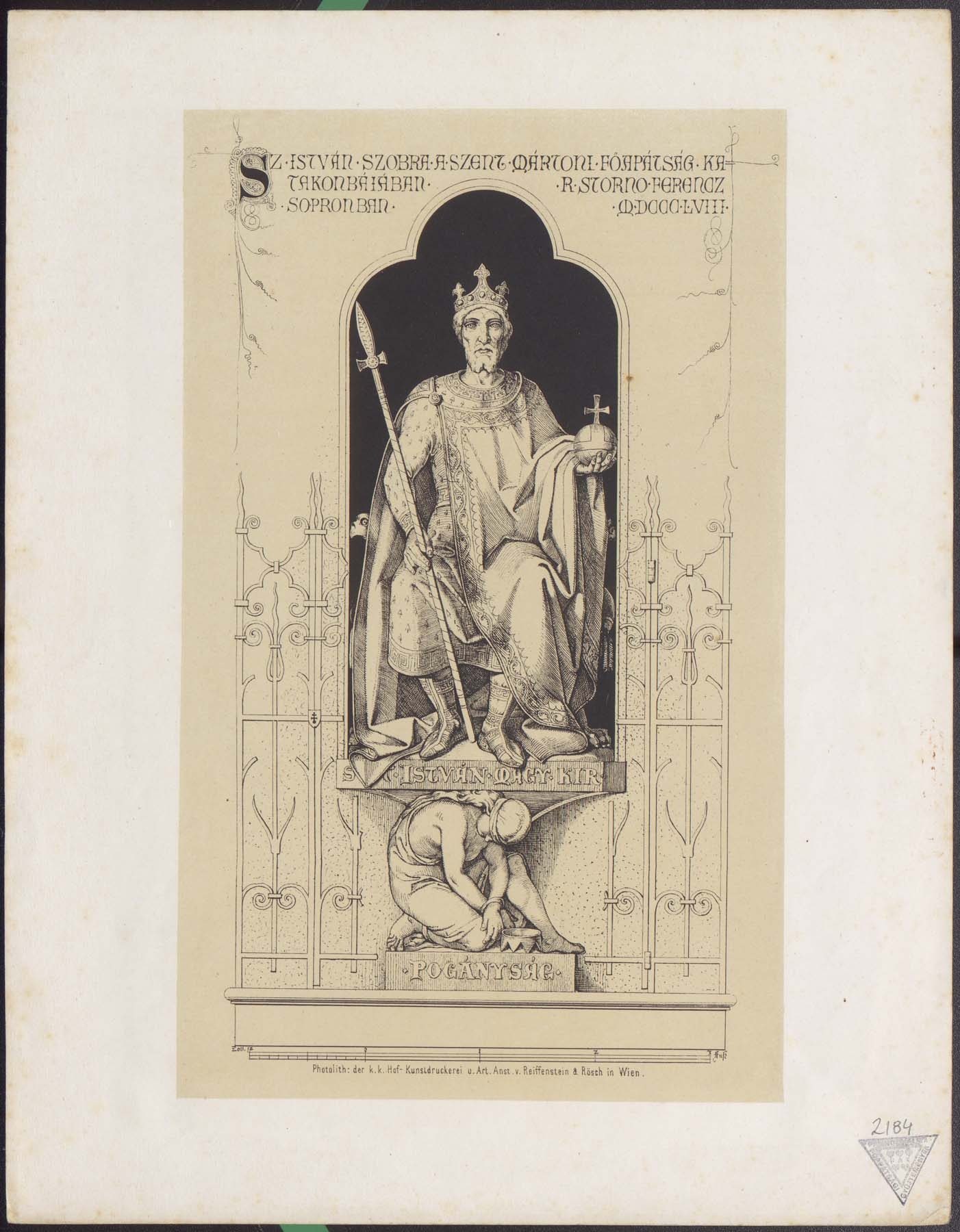 Szent István szobor rajza 1858 (Pannonhalma Főapátsági Múzeum CC BY-NC-SA)