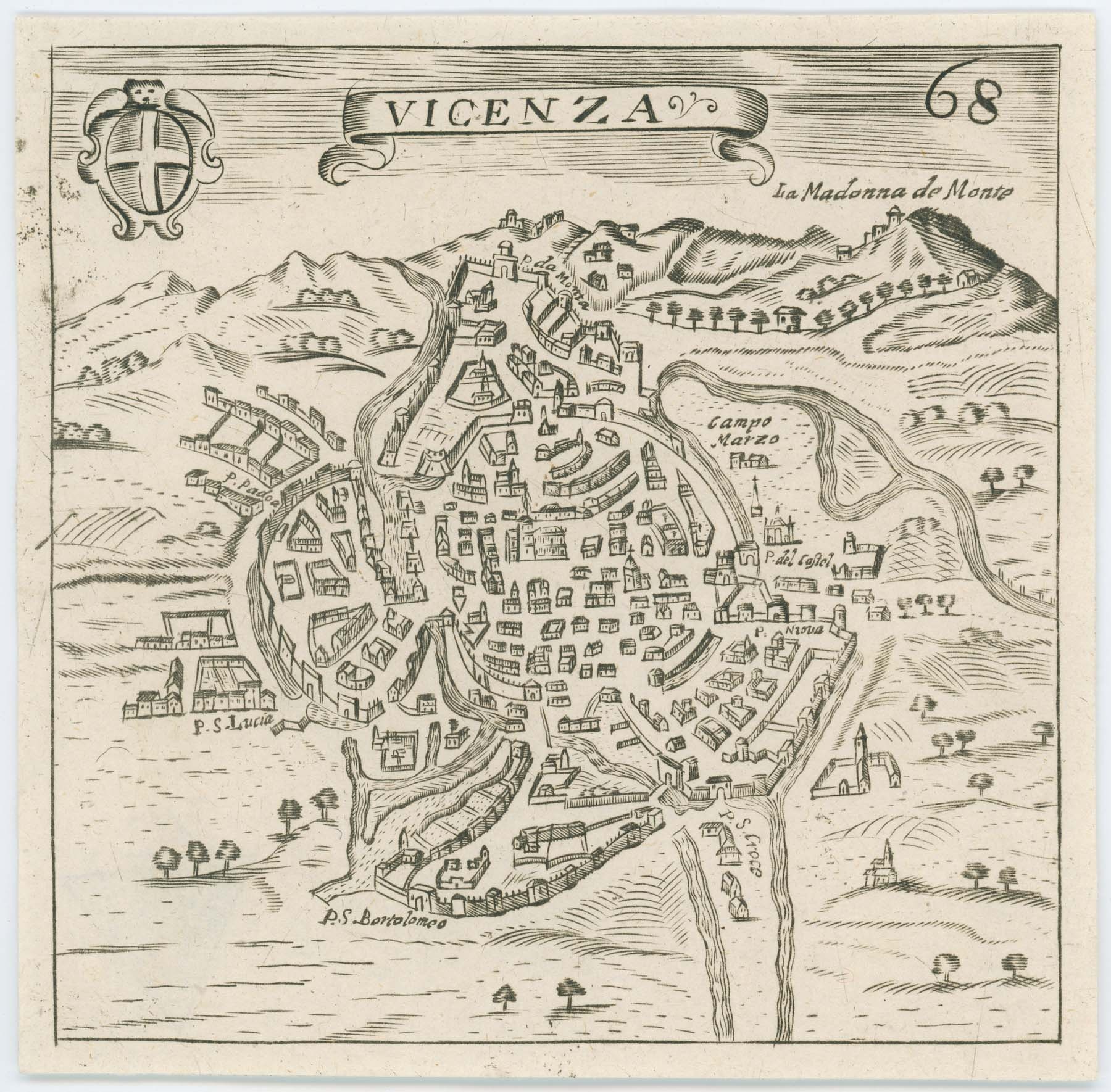 Vicenza térkép szerű ábrázolása (Pannonhalma Főapátsági Múzeum CC BY-NC-SA)