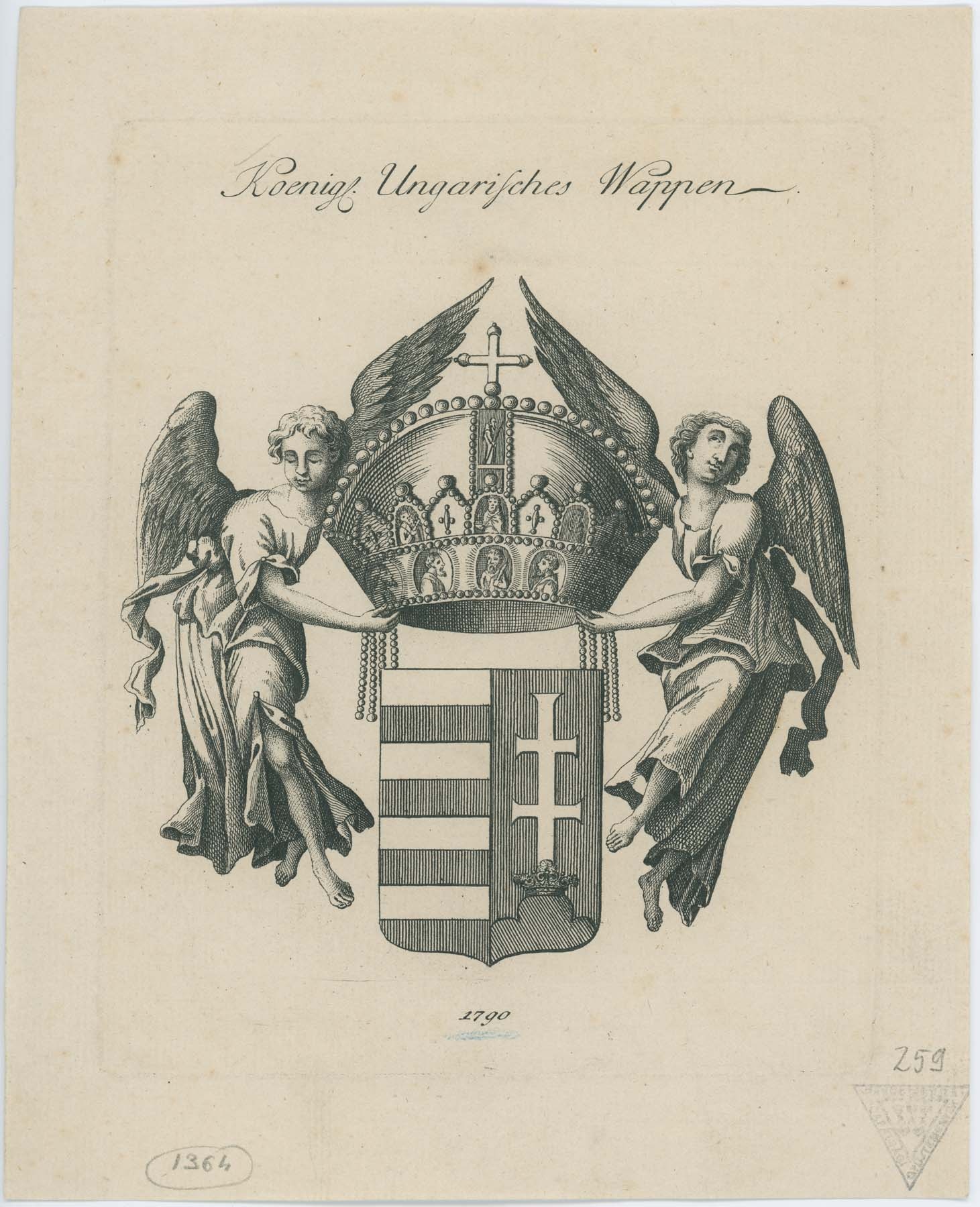 Magyar korona és címer 1790 (Pannonhalma Főapátsági Múzeum CC BY-NC-SA)