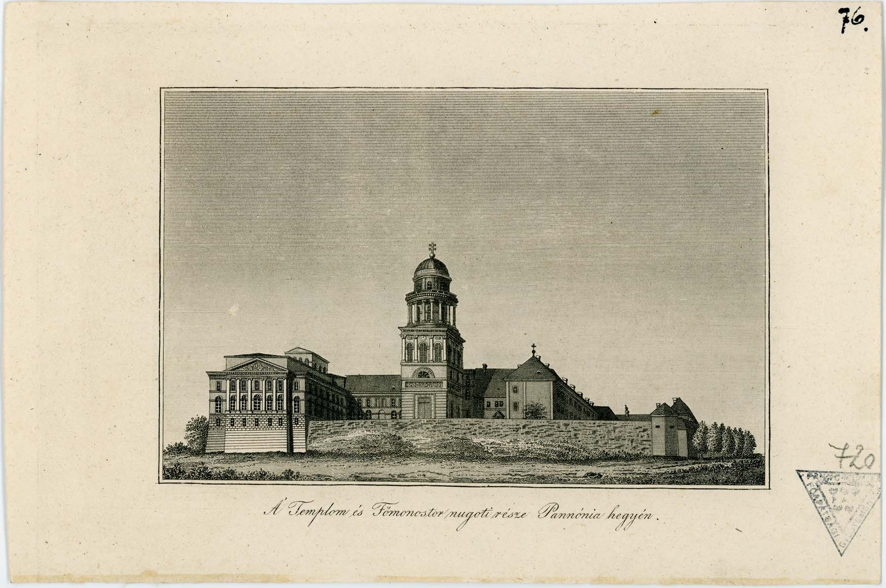 Pannonhalma, templom és főmonostor nyugati nézete (Pannonhalma Főapátsági Múzeum CC BY-NC-SA)