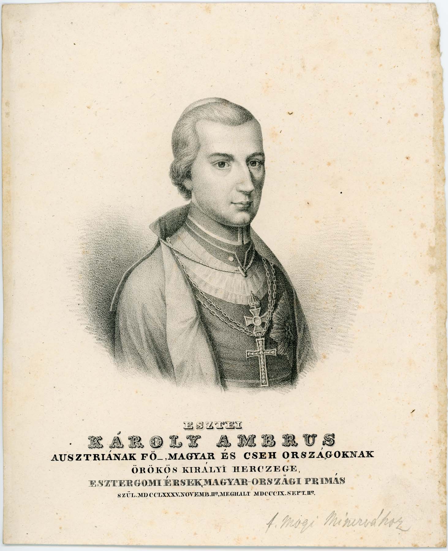 Károly Ambrus 1785-1809 főherceg, esztergomi érsek portréja (Pannonhalma Főapátsági Múzeum CC BY-NC-SA)
