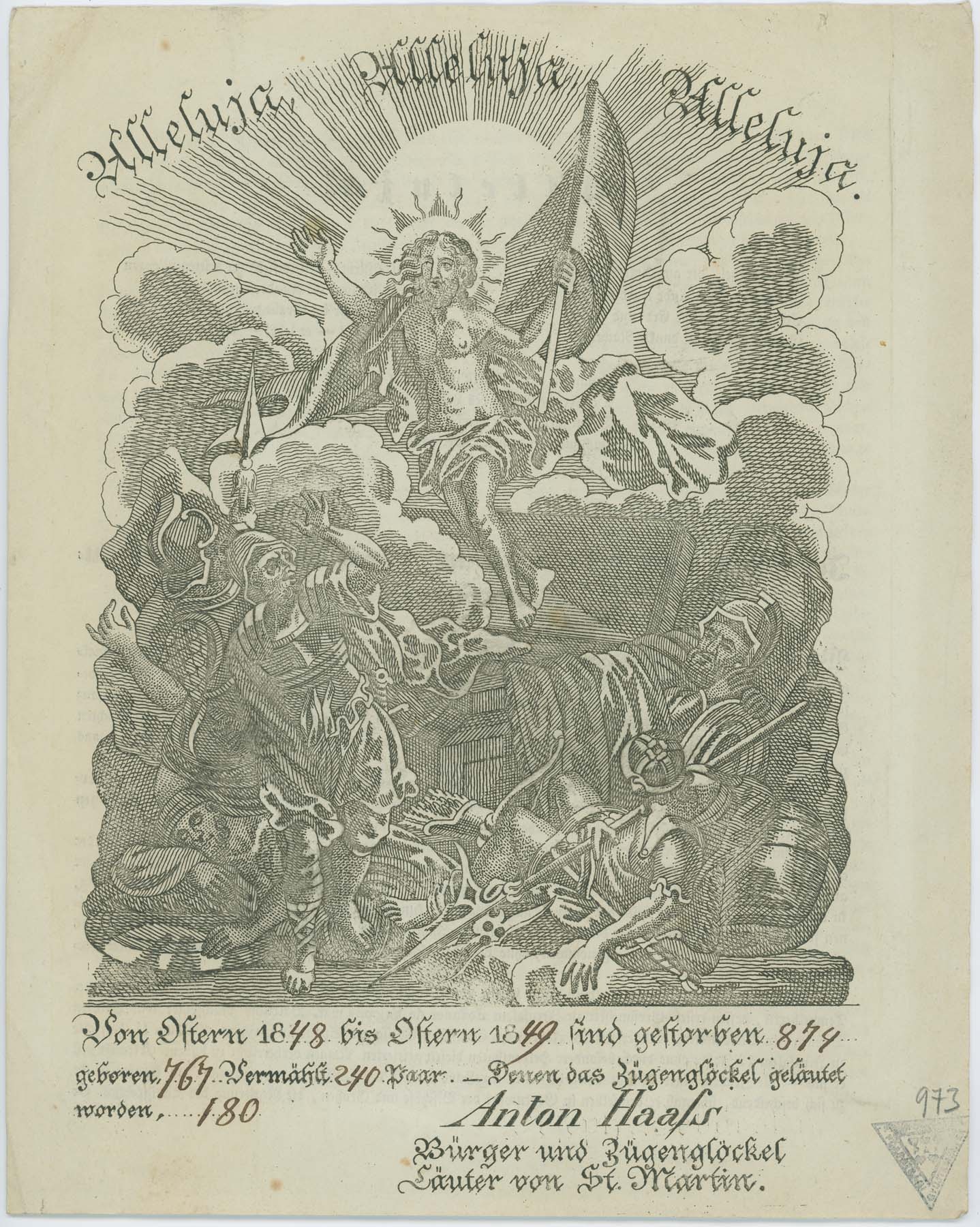 Feltámadt Krisztus / Harangozói éves jelentés 1849. (Pannonhalma Főapátsági Múzeum CC BY-NC-SA)