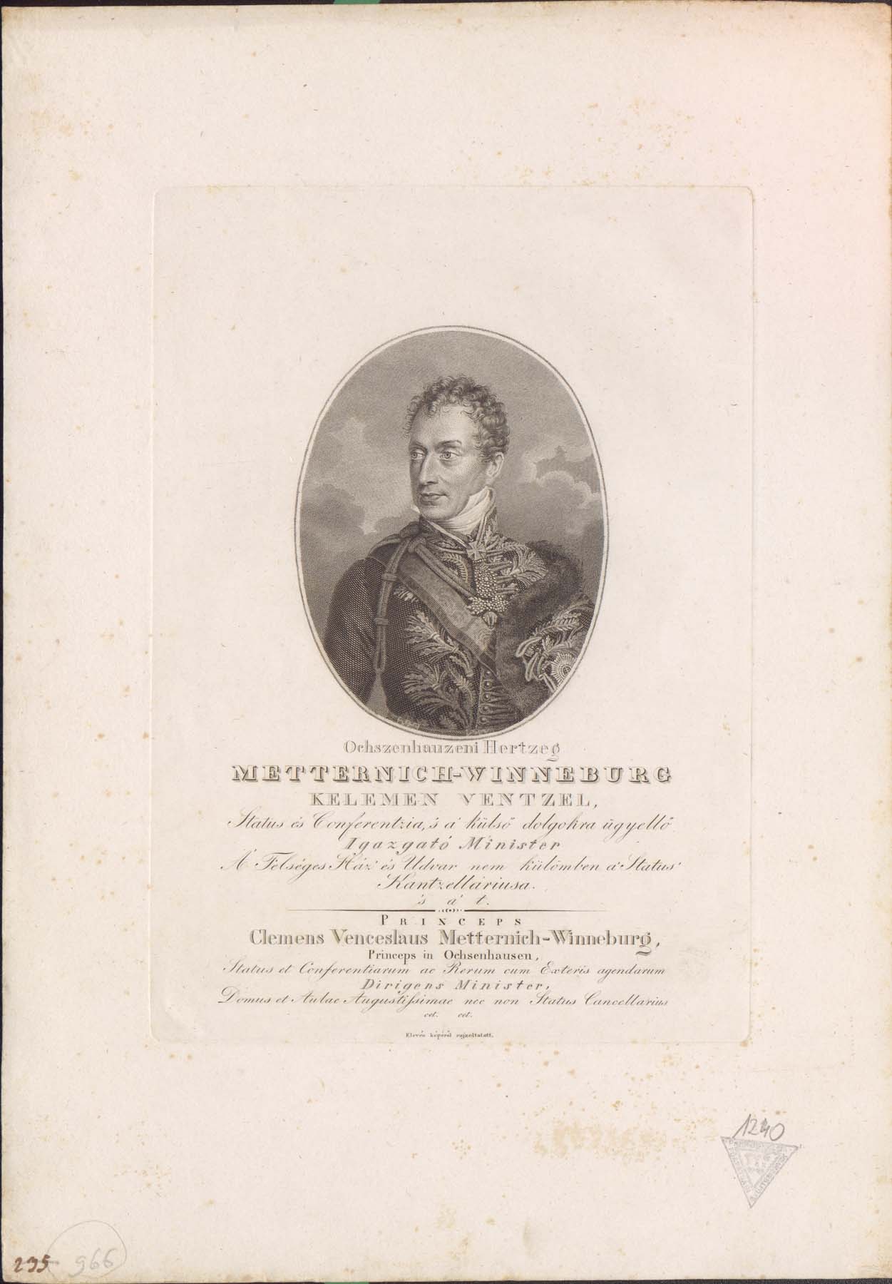 hg. Metternich-Winnenburg Kelemen Vencel 1773-1859 (Pannonhalma Főapátsági Múzeum CC BY-NC-SA)