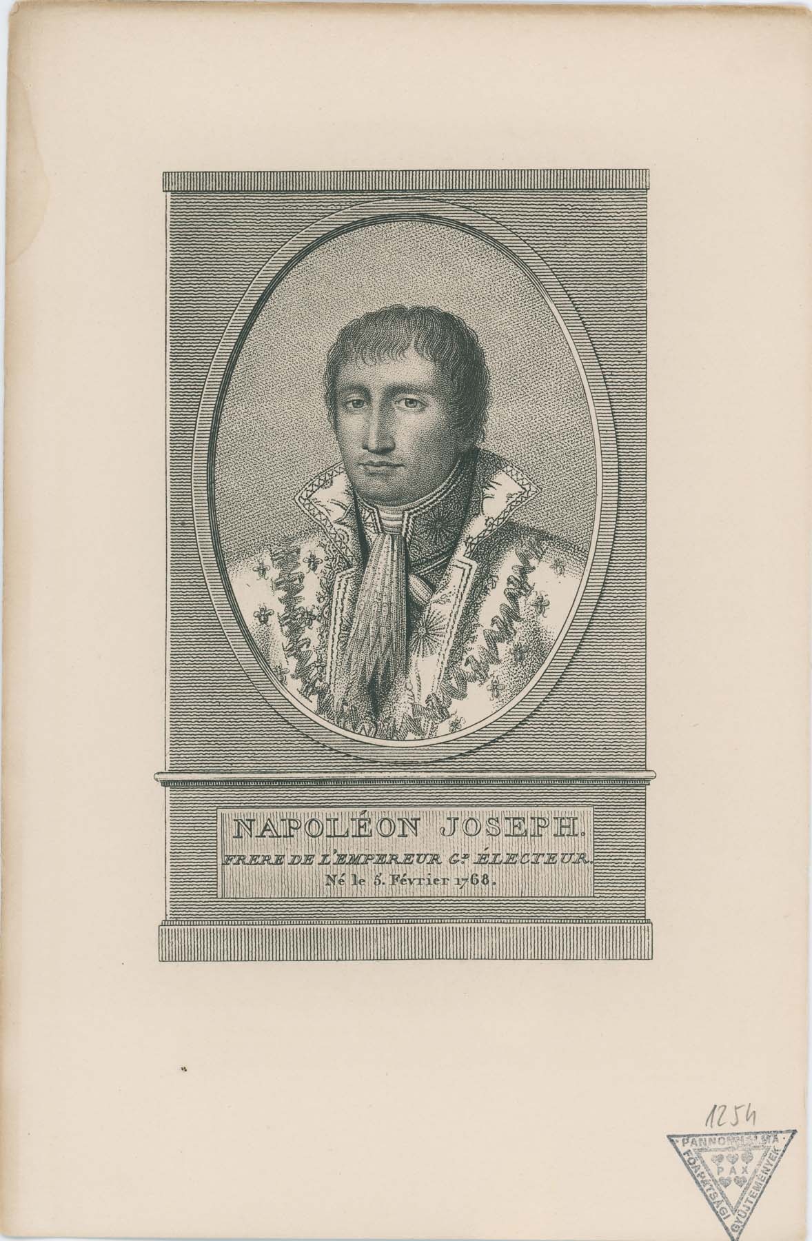 Joseph Napoleon 1868-1844 (Pannonhalma Főapátsági Múzeum CC BY-NC-SA)