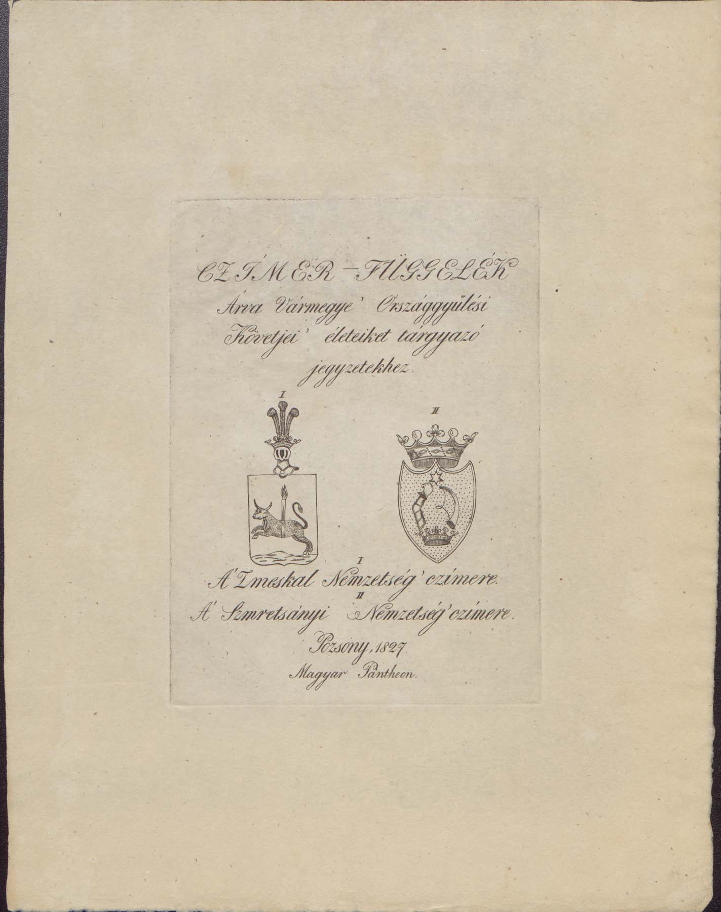 Zmeskál / Szmretsányi nemzetség címere (Pannonhalma Főapátsági Múzeum CC BY-NC-SA)