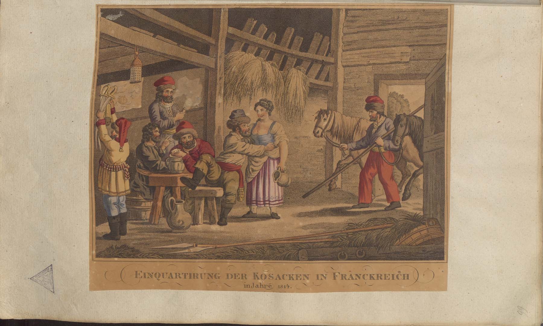 Kozákok bekvartélyozása 1814-ben Franciaországban (Pannonhalma Főapátsági Múzeum CC BY-NC-SA)