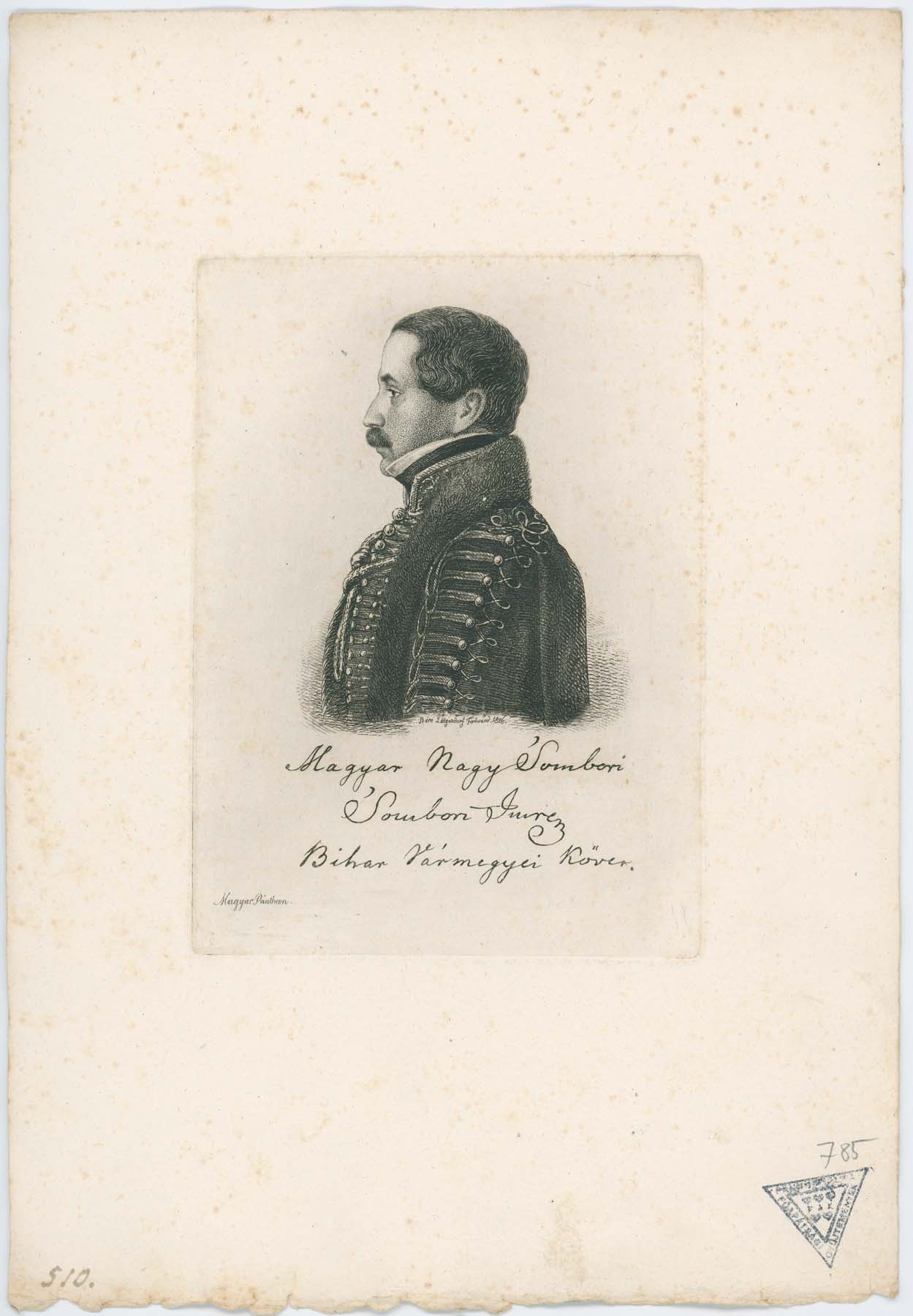 Magyar Nagysombori Sombori Imre Bihar vármegyei követ 1826 (Pannonhalma Főapátsági Múzeum CC BY-NC-SA)