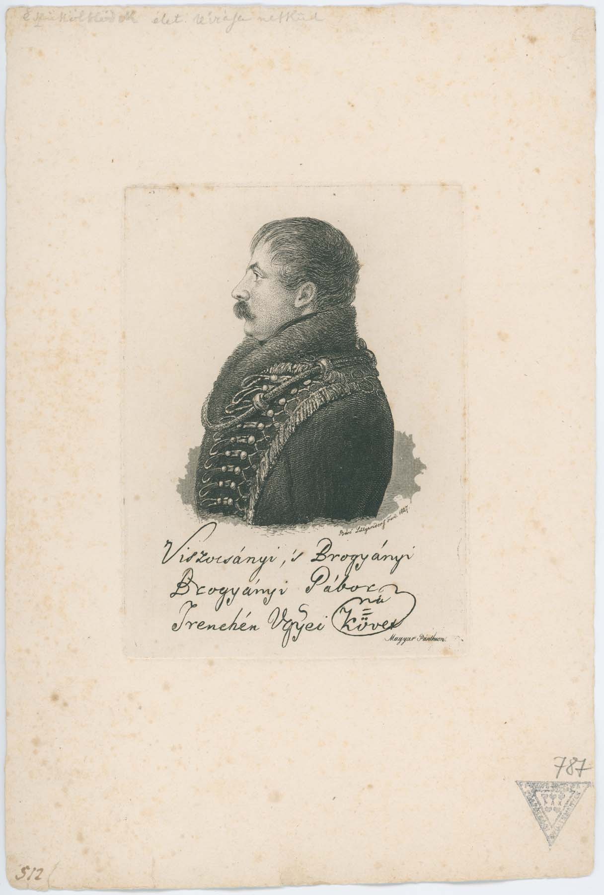 Viszocsányi `s Brogyányi Brogyányi Gábor Trencsén vármegyei követ 1827 (Pannonhalma Főapátsági Múzeum CC BY-NC-SA)