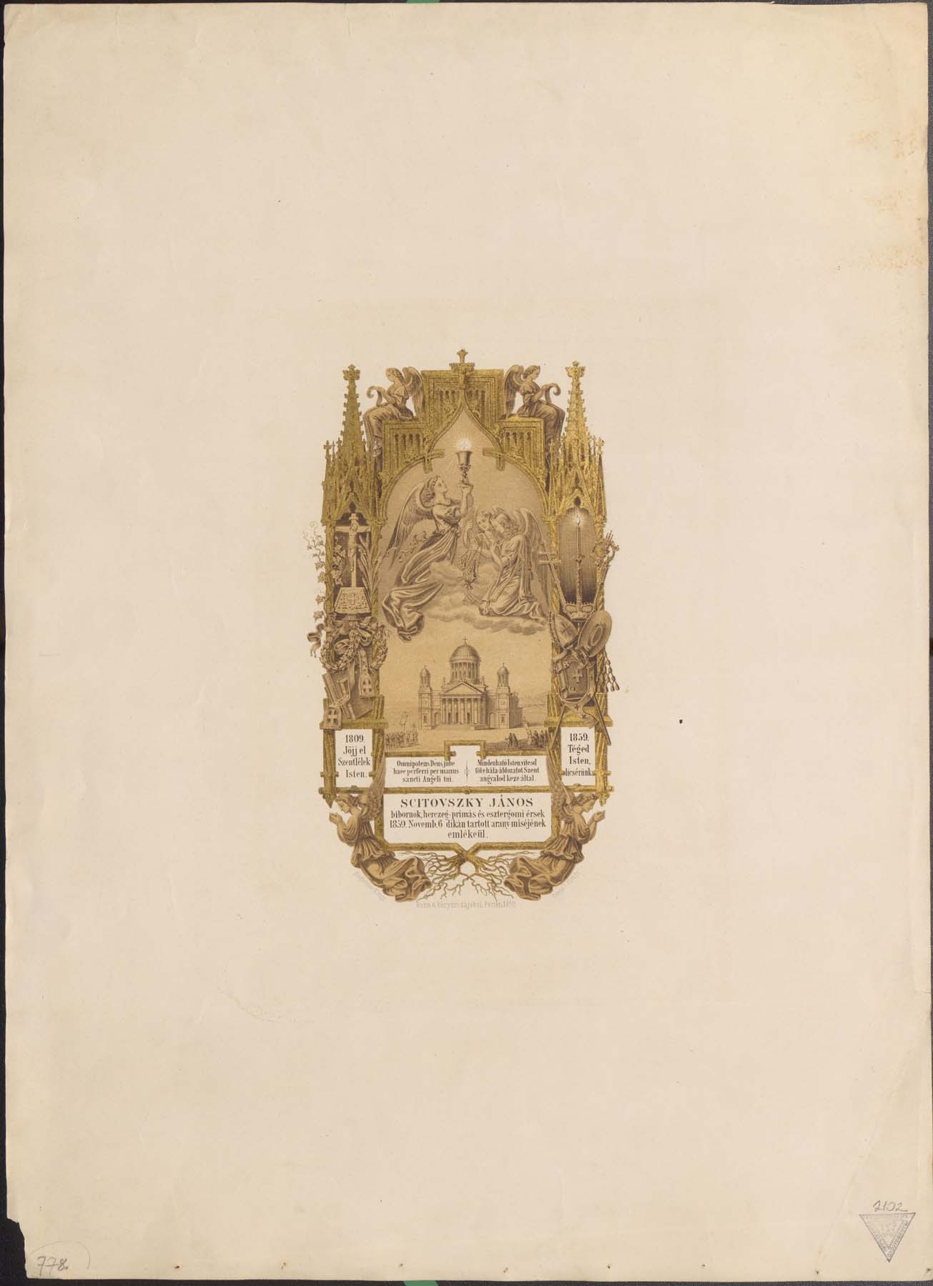 Emléklap 1859 (Pannonhalma Főapátsági Múzeum CC BY-NC-SA)