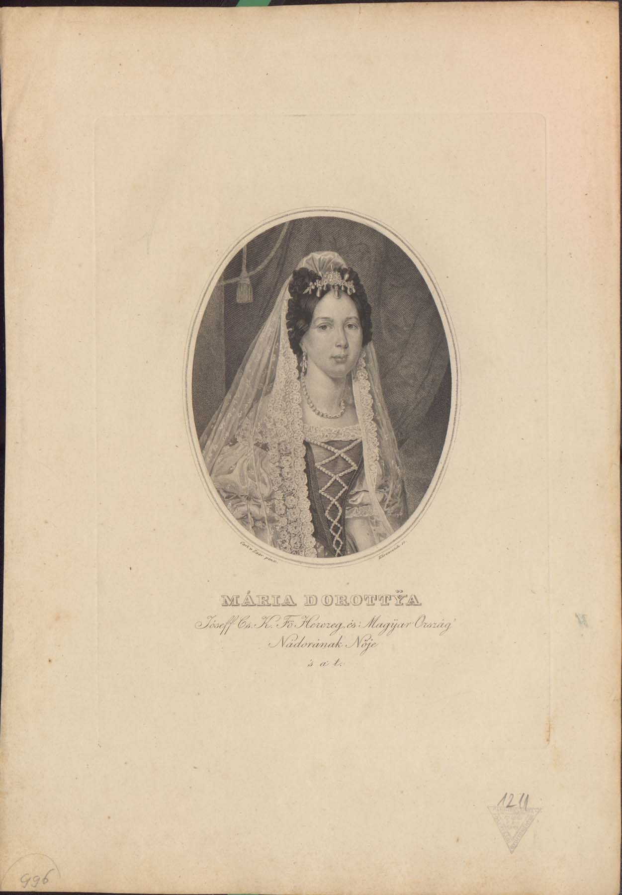 Mária Dorottya, József nádor felesége 1797-1855 (Pannonhalma Főapátsági Múzeum CC BY-NC-SA)