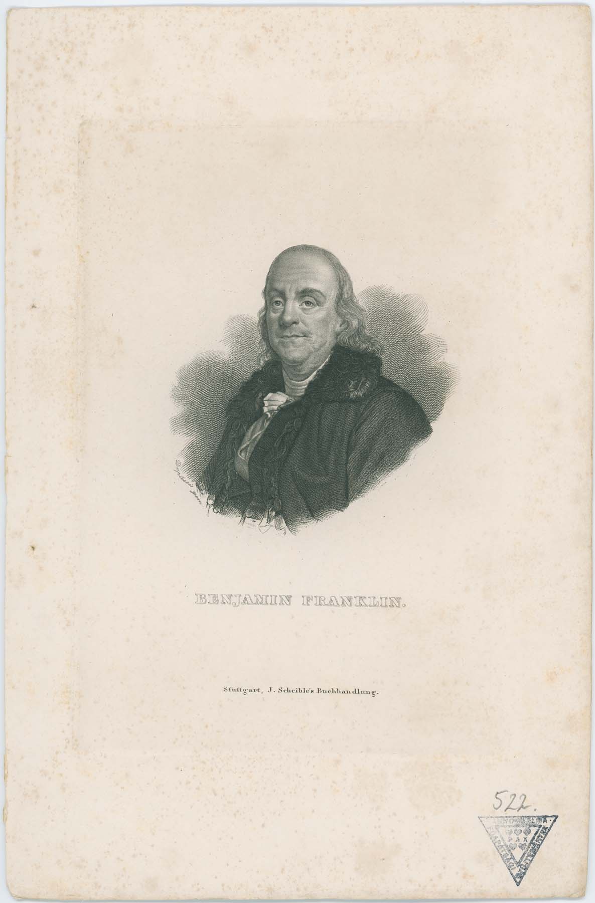 Benjamin Franklin portréja (Pannonhalma Főapátsági Múzeum CC BY-NC-SA)