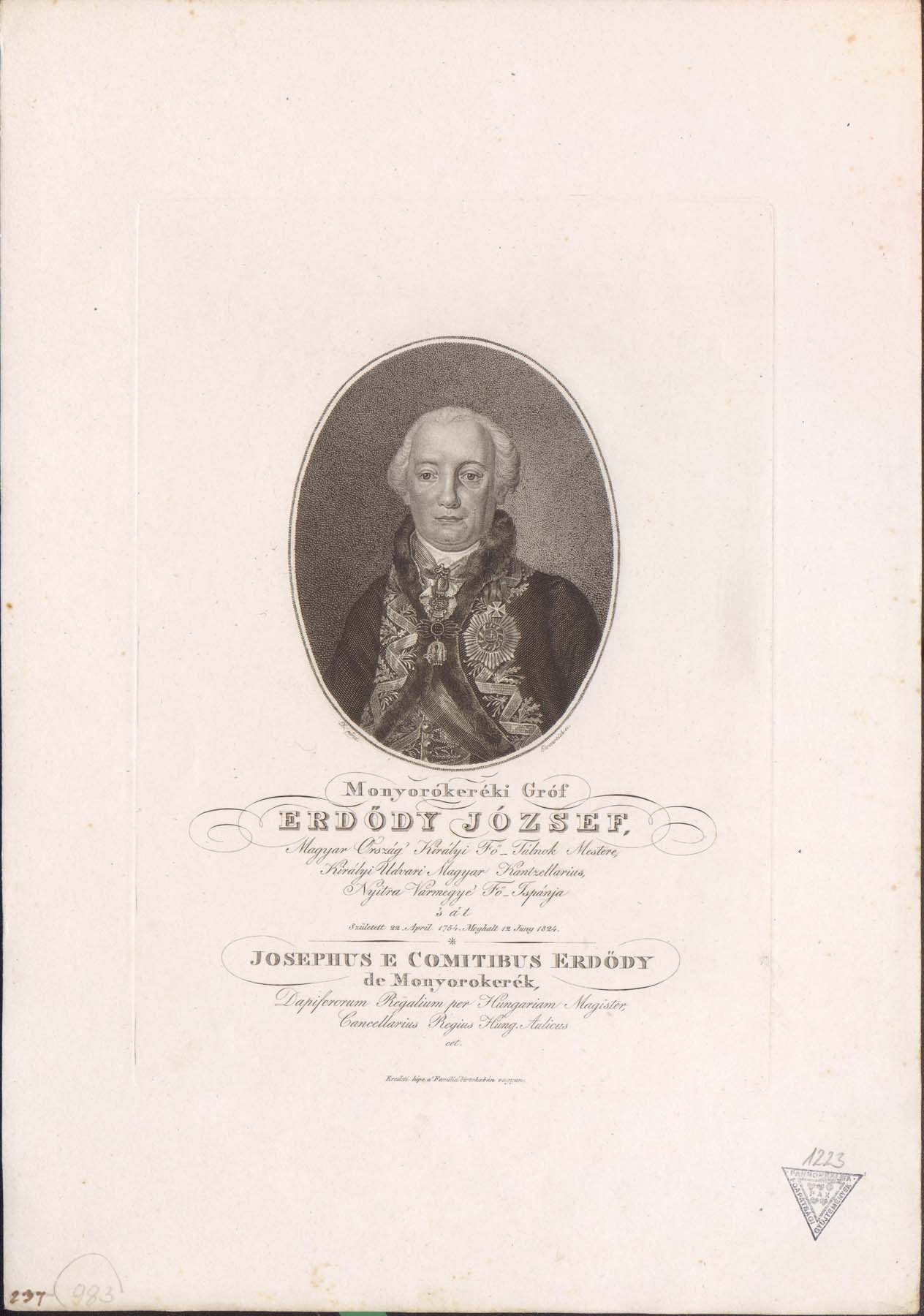 Gr. Erdődy József 1754-1824 (Pannonhalma Főapátsági Múzeum CC BY-NC-SA)
