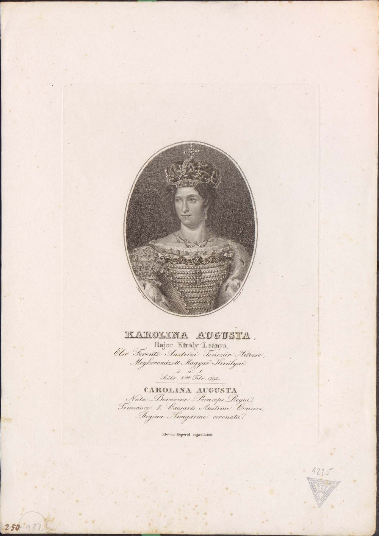 Karolina Auguszta, I. Ferenc felesége 1792-1873 (Pannonhalma Főapátsági Múzeum CC BY-NC-SA)