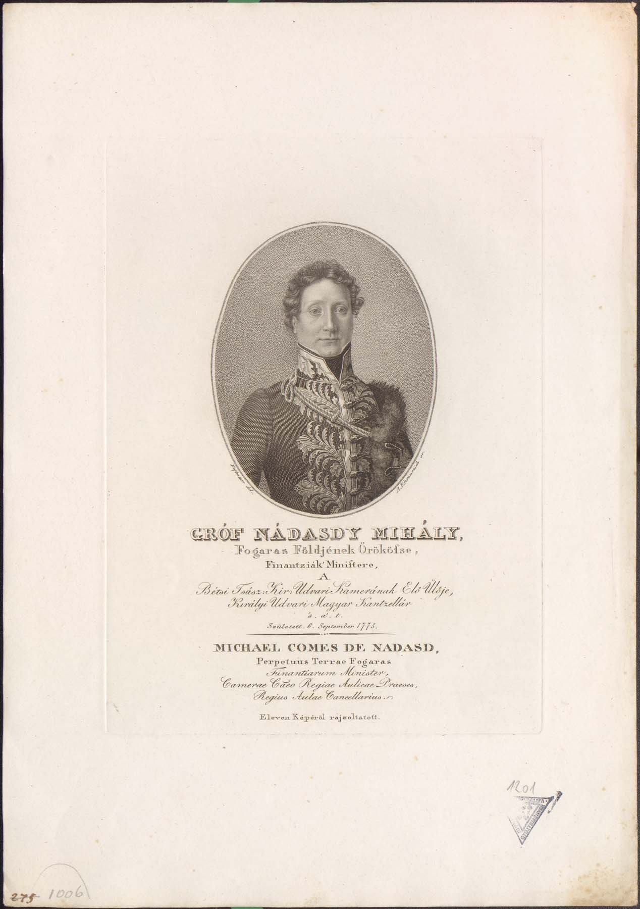 Gr. Nádasdy Mihály 1775-1854 (Pannonhalma Főapátsági Múzeum CC BY-NC-SA)