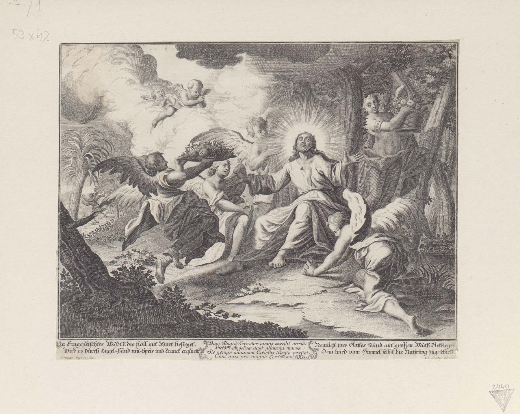 Krisztust angyalok szolgálják a pusztában (Pannonhalma Főapátsági Múzeum CC BY-NC-SA)
