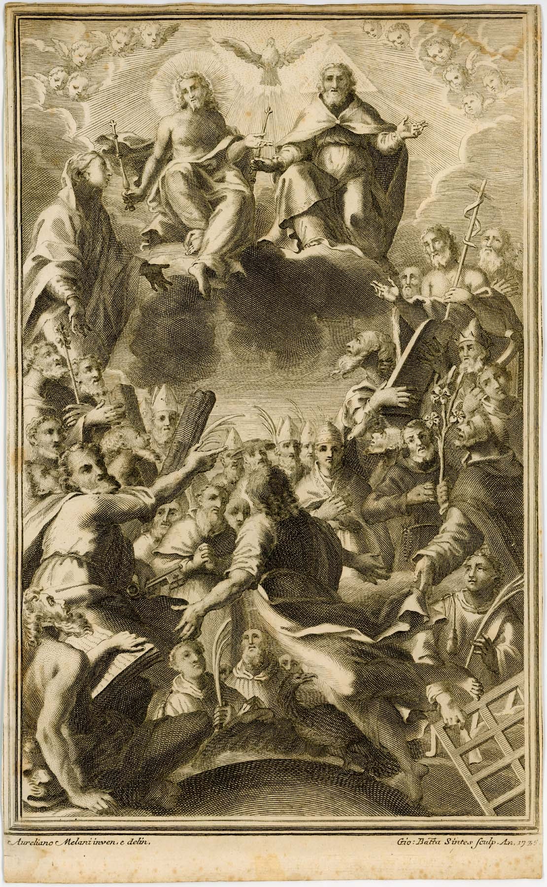 Szentháromság szentekkel 1735 (Pannonhalma Főapátsági Múzeum CC BY-NC-SA)