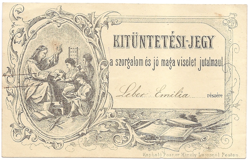 Leber Emilia kitüntetési jegye (Karacs Ferenc Múzeum, Püspökladány CC BY-NC-SA)