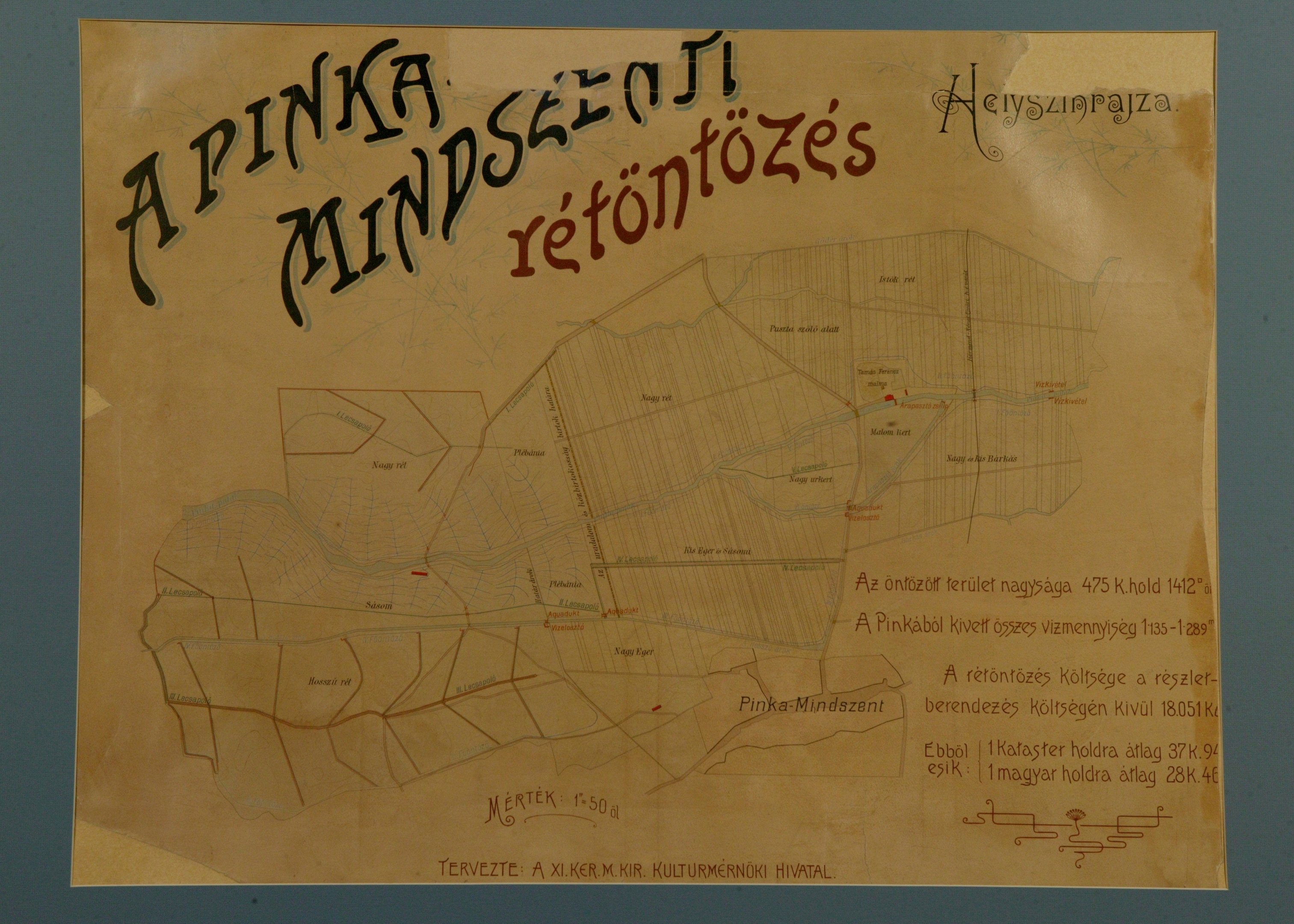Pinka-Mindszenti rétöntözés helyszínrajza (Magyar Környezetvédelmi és Vízügyi Múzeum - Duna Múzeum CC BY-NC-SA)